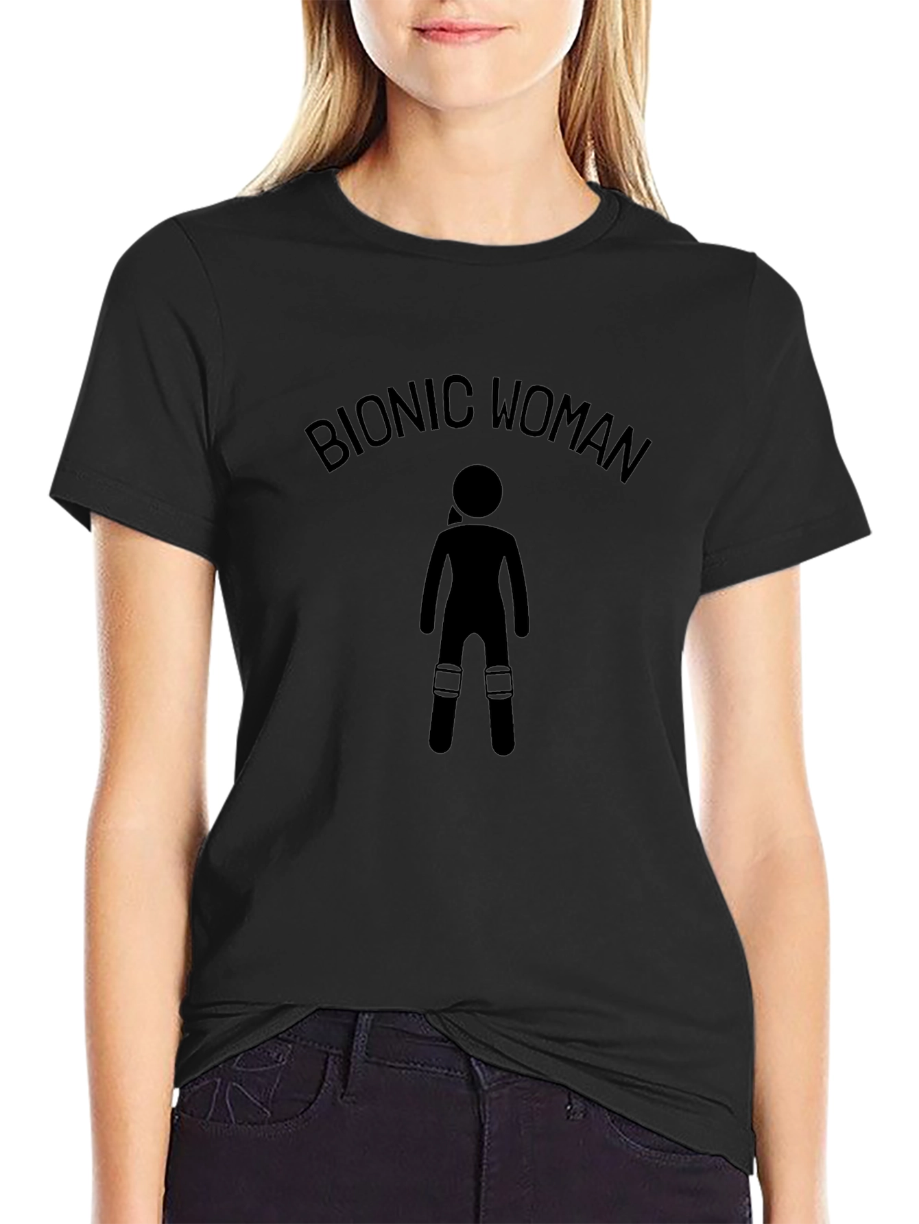 Bionic Woman Graphic Tee - Black Cotton T-Shirt