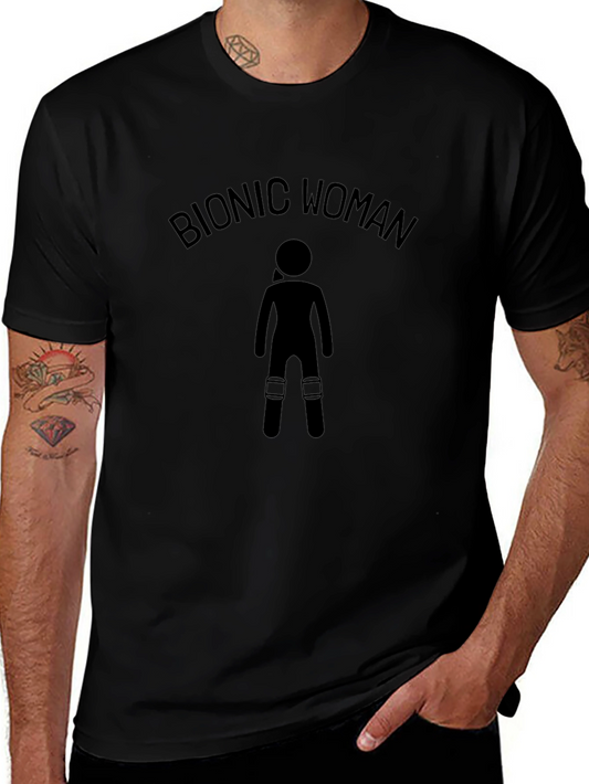 Bionic Woman Graphic Tee - Black Cotton T-Shirt