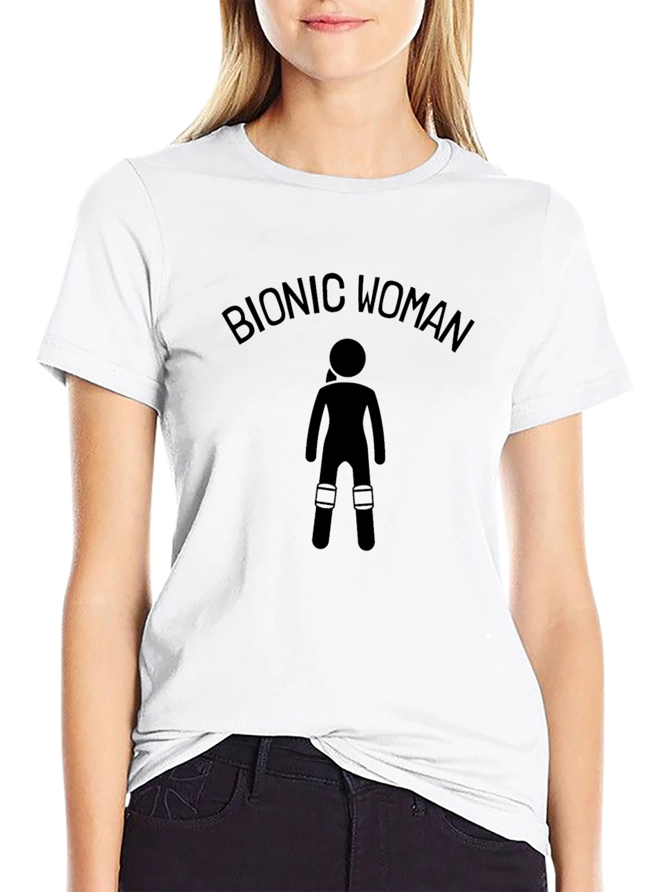 Bionic Woman Graphic Tee - Black Cotton T-Shirt