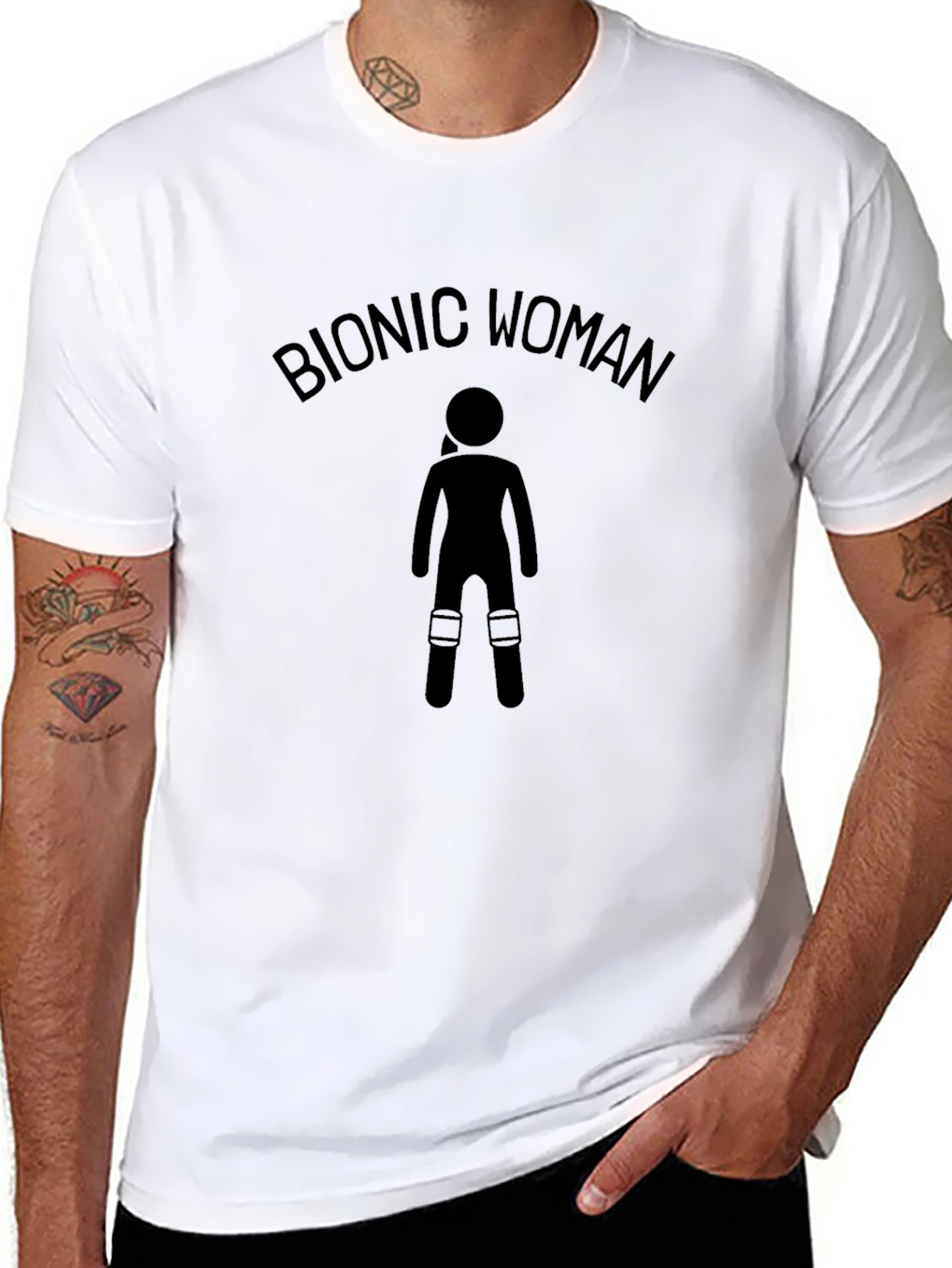 Bionic Woman Graphic Tee - Black Cotton T-Shirt