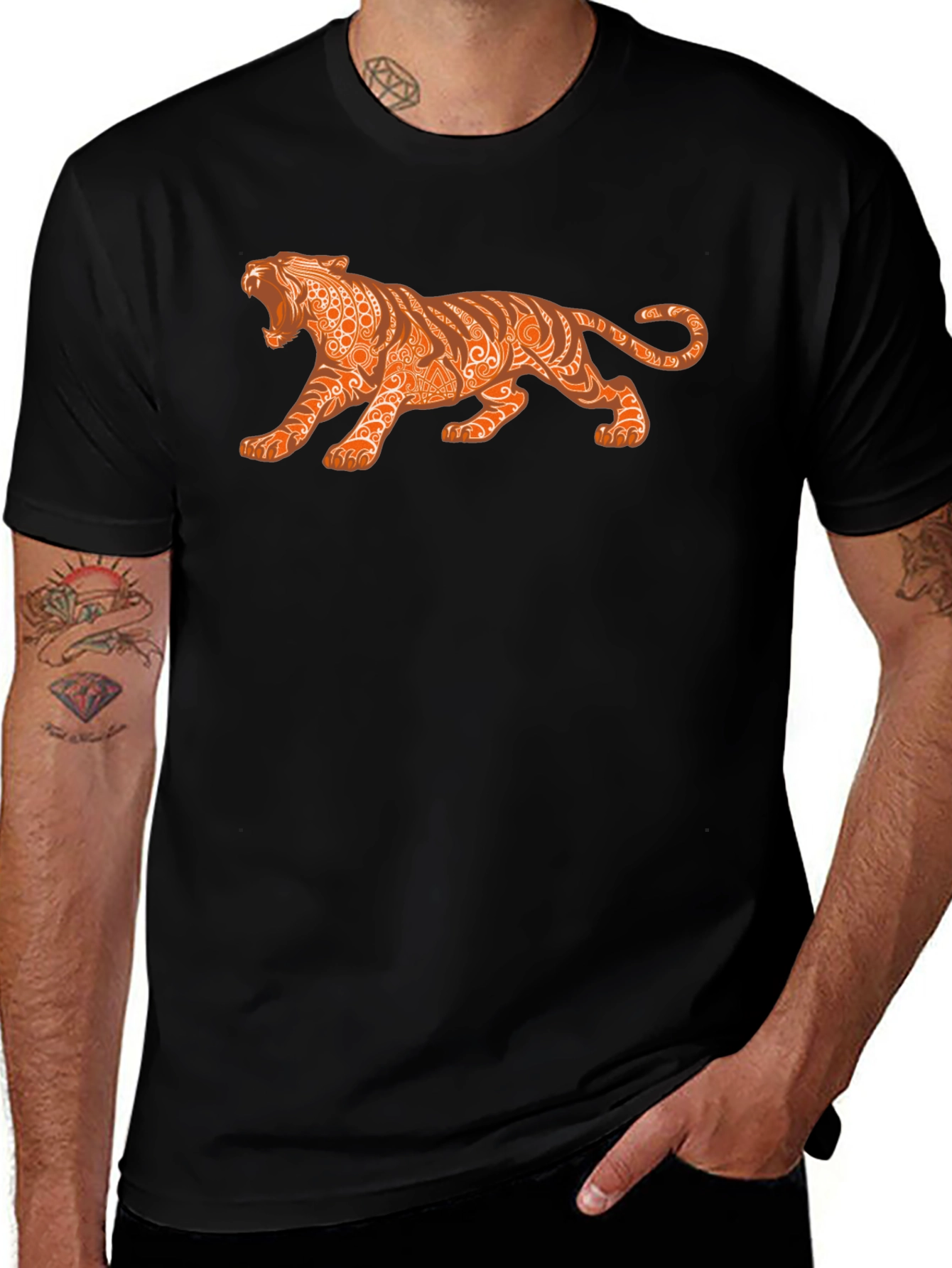 Mens Graphic Tee - Tribal Tiger Design