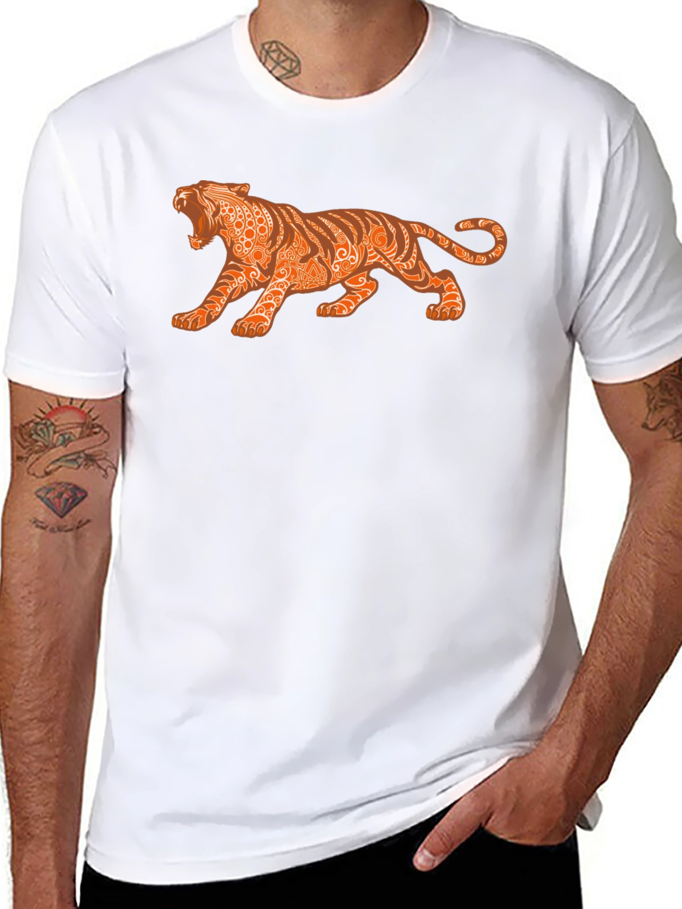 Mens Graphic Tee - Tribal Tiger Design