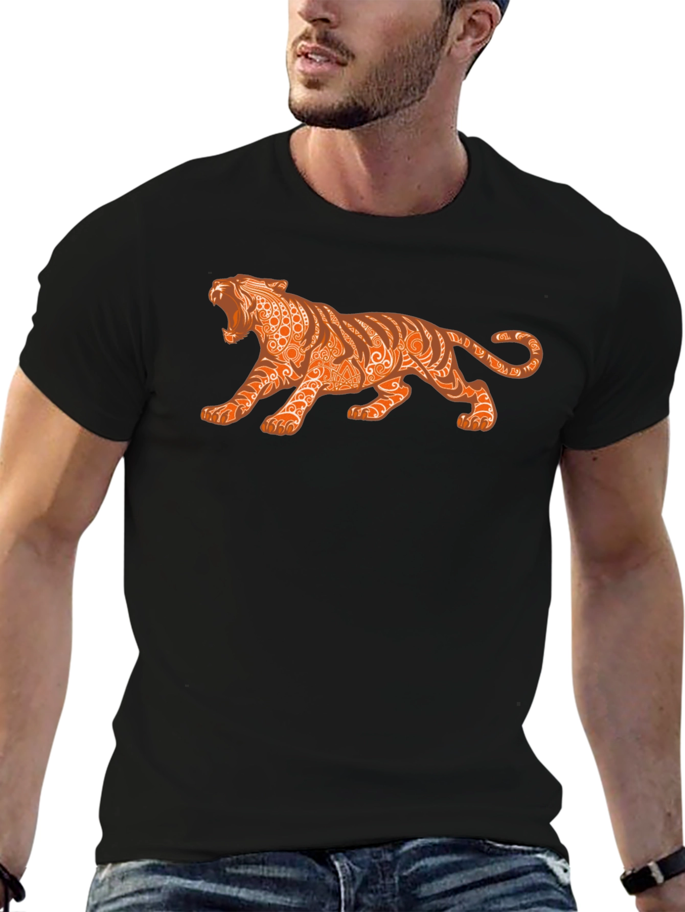 Mens Graphic Tee - Tribal Tiger Design