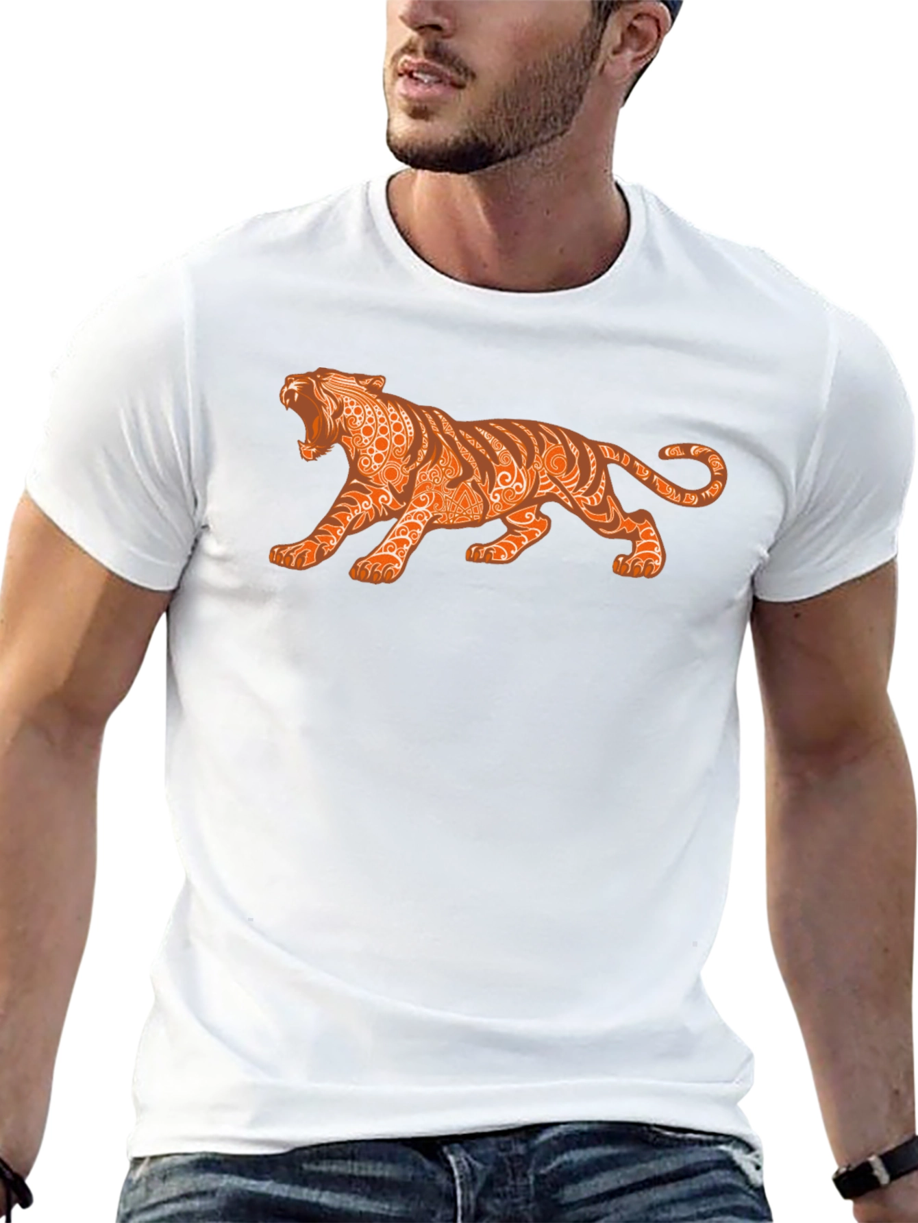 Mens Graphic Tee - Tribal Tiger Design