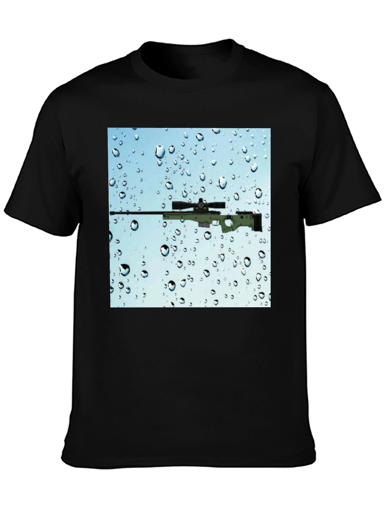 Gun on Rainy Window T-Shirt - Cool Graphic Tee