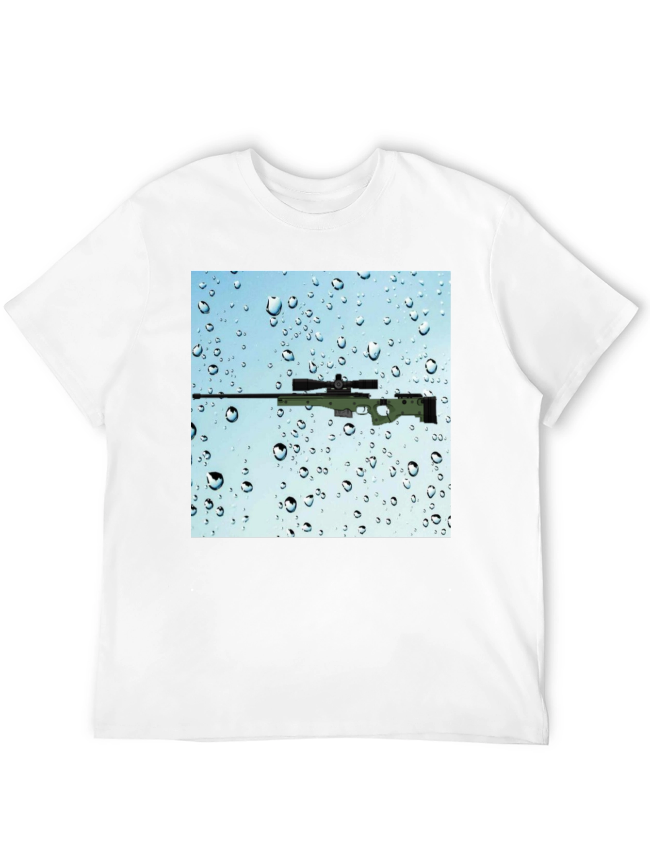 Gun on Rainy Window T-Shirt - Cool Graphic Tee