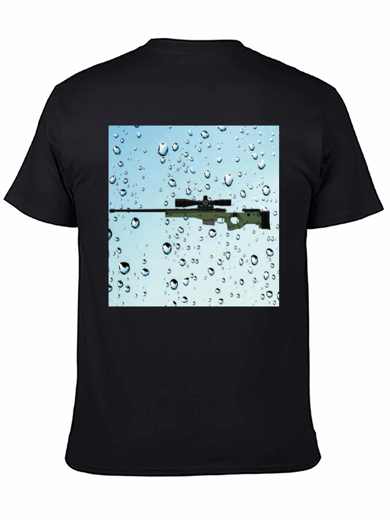 Gun on Rainy Window T-Shirt - Cool Graphic Tee