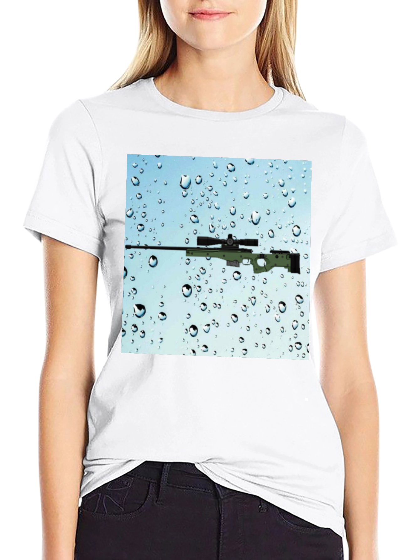 Gun on Rainy Window T-Shirt - Cool Graphic Tee