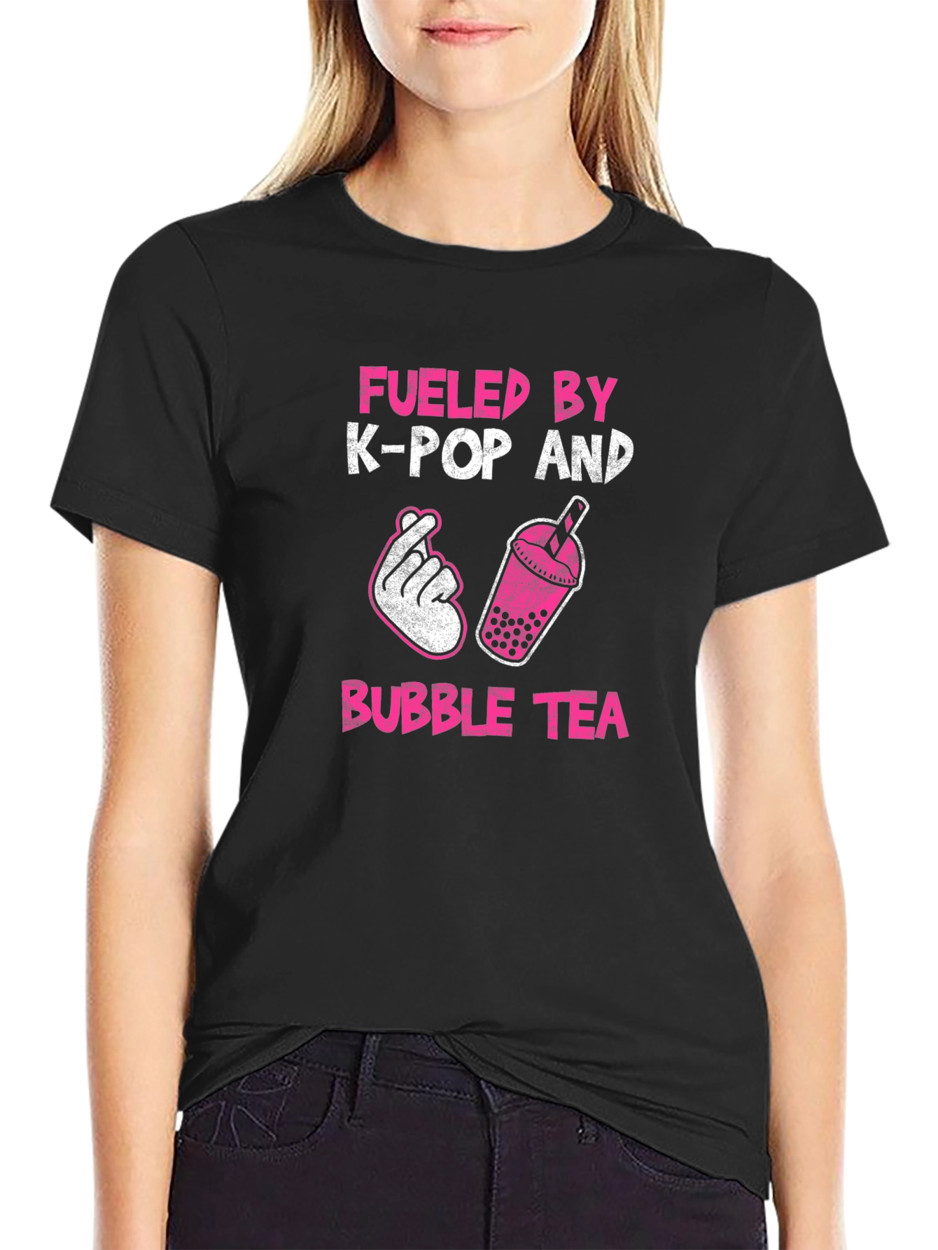 Fueled by K-Pop and Bubble Tea Graphic T-Shirt