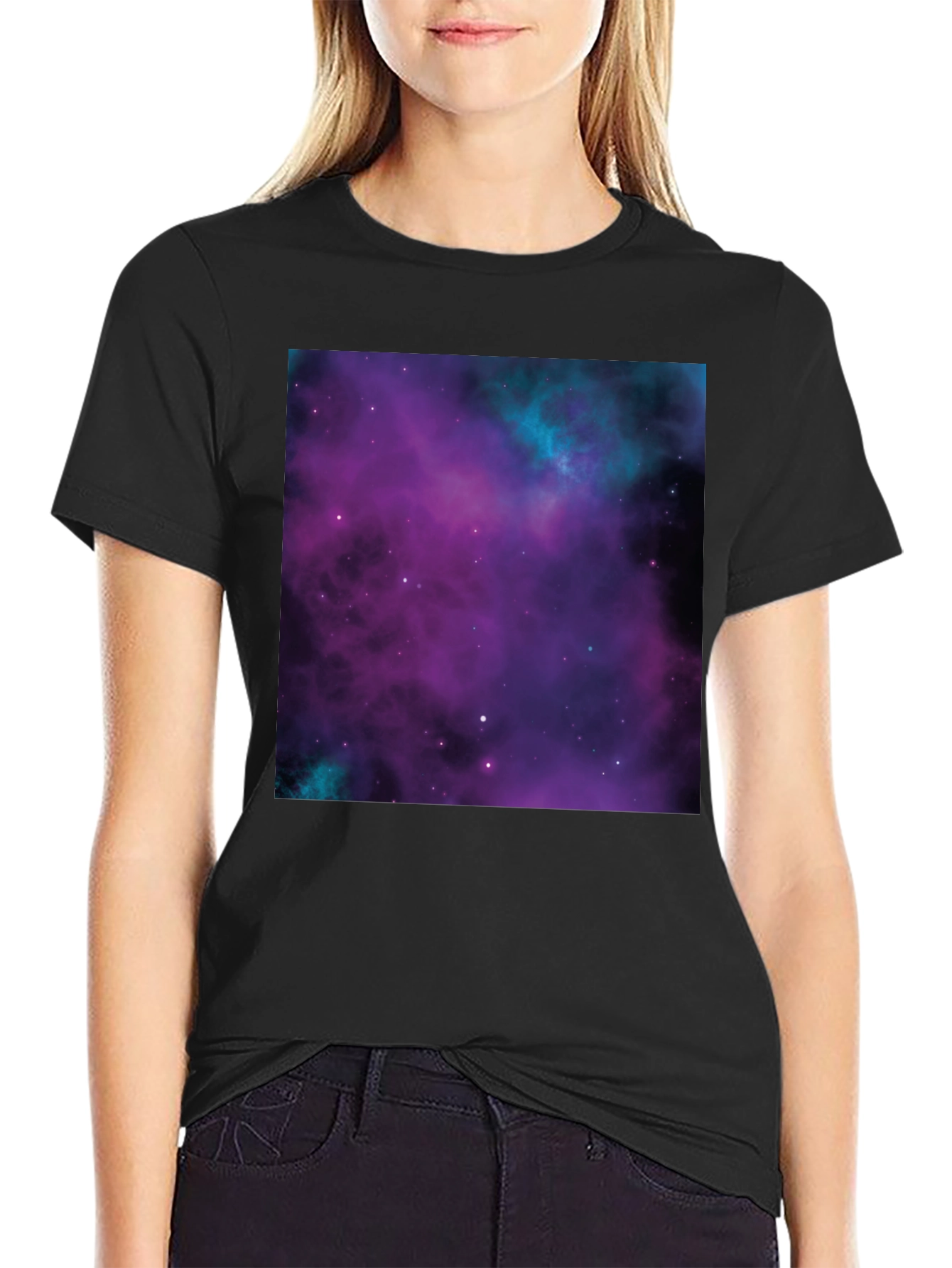Galaxy Print Black T-Shirt