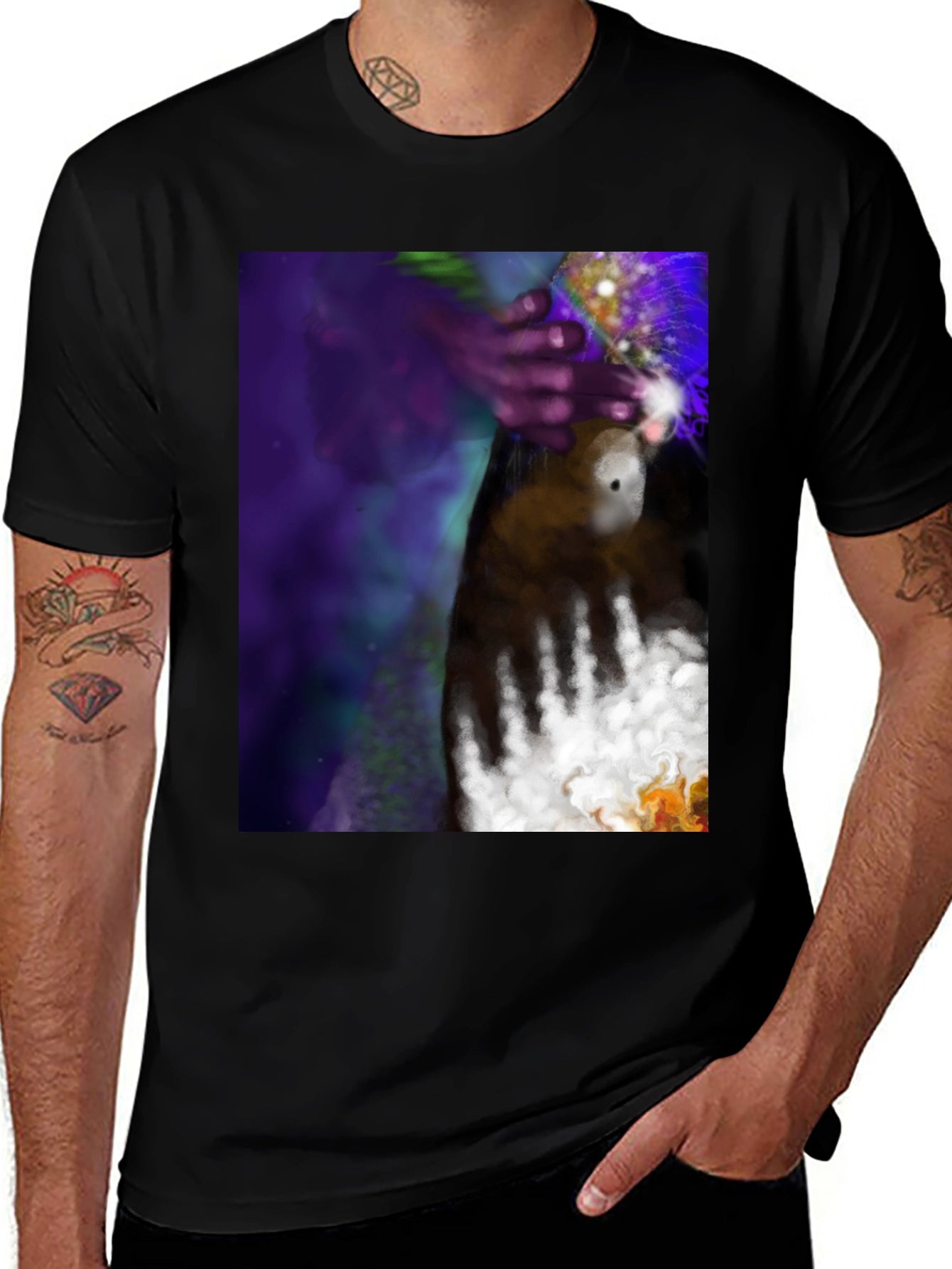 Abstract Hand Art Tee - Black