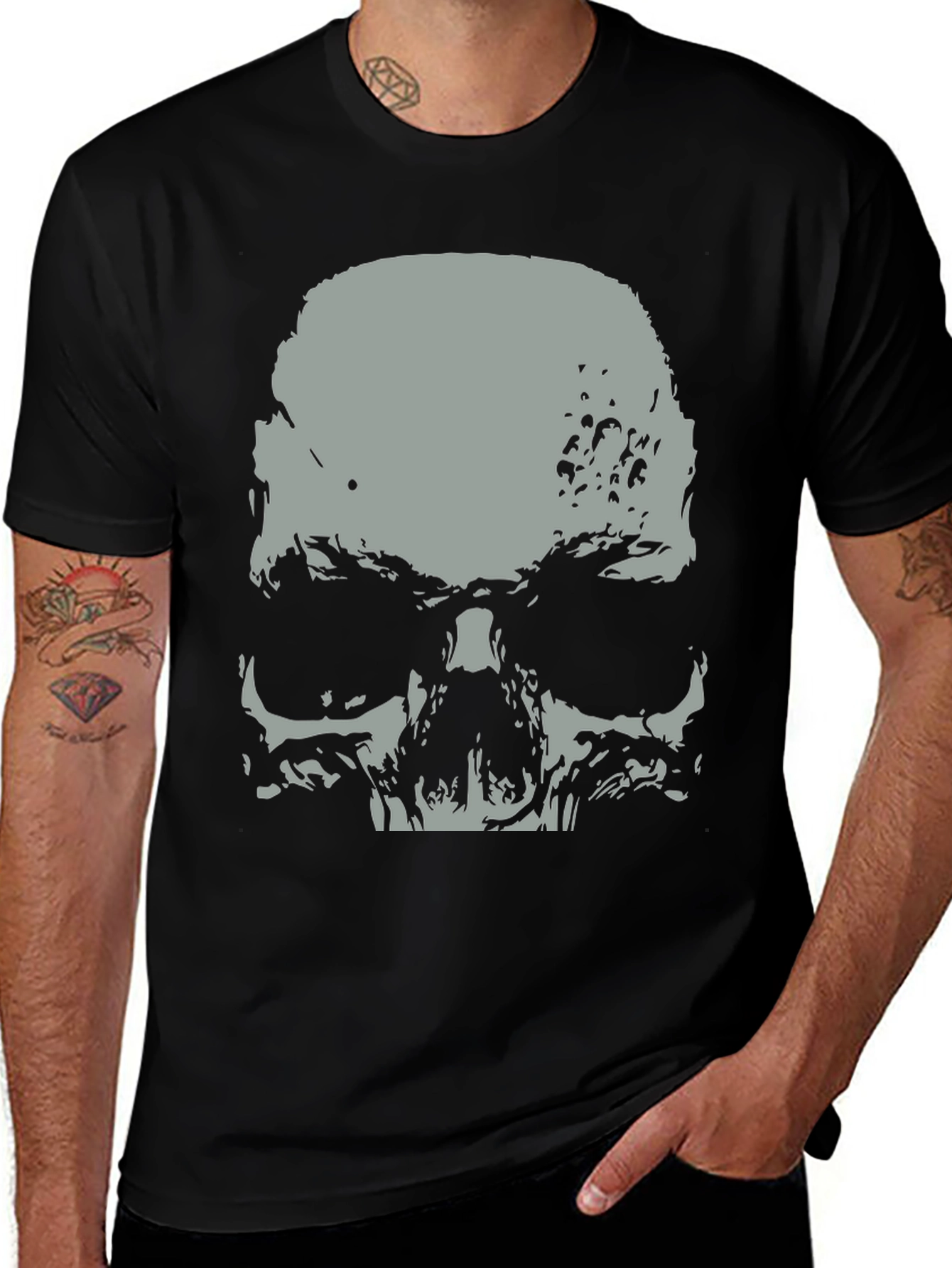 Skull Graphic Print Black T-Shirt