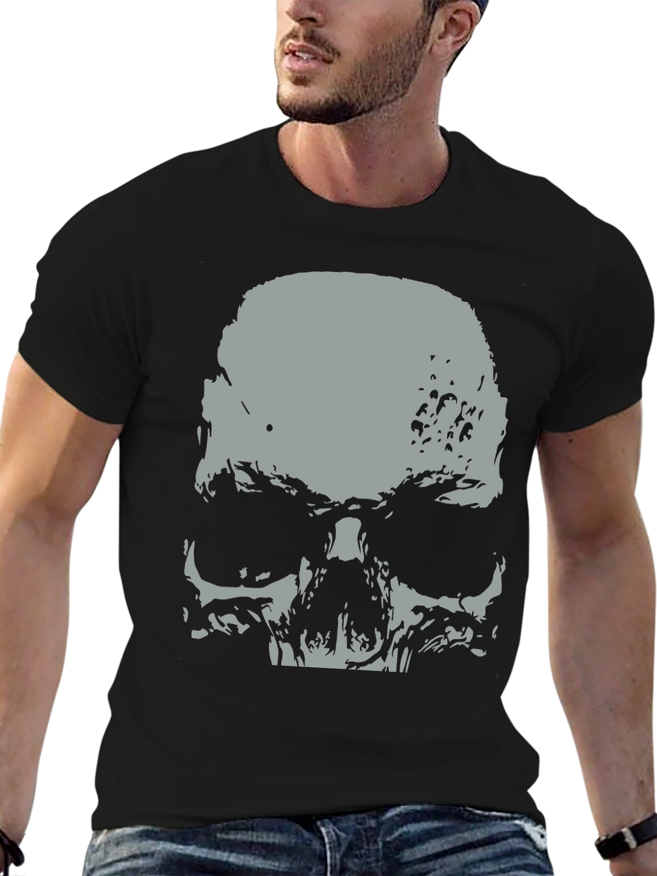 Skull Graphic Print Black T-Shirt