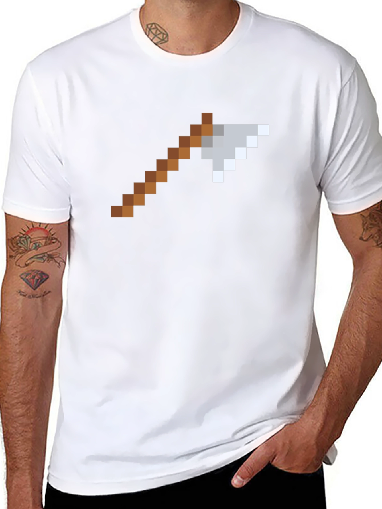 Pixelated Axe Graphic T-Shirt