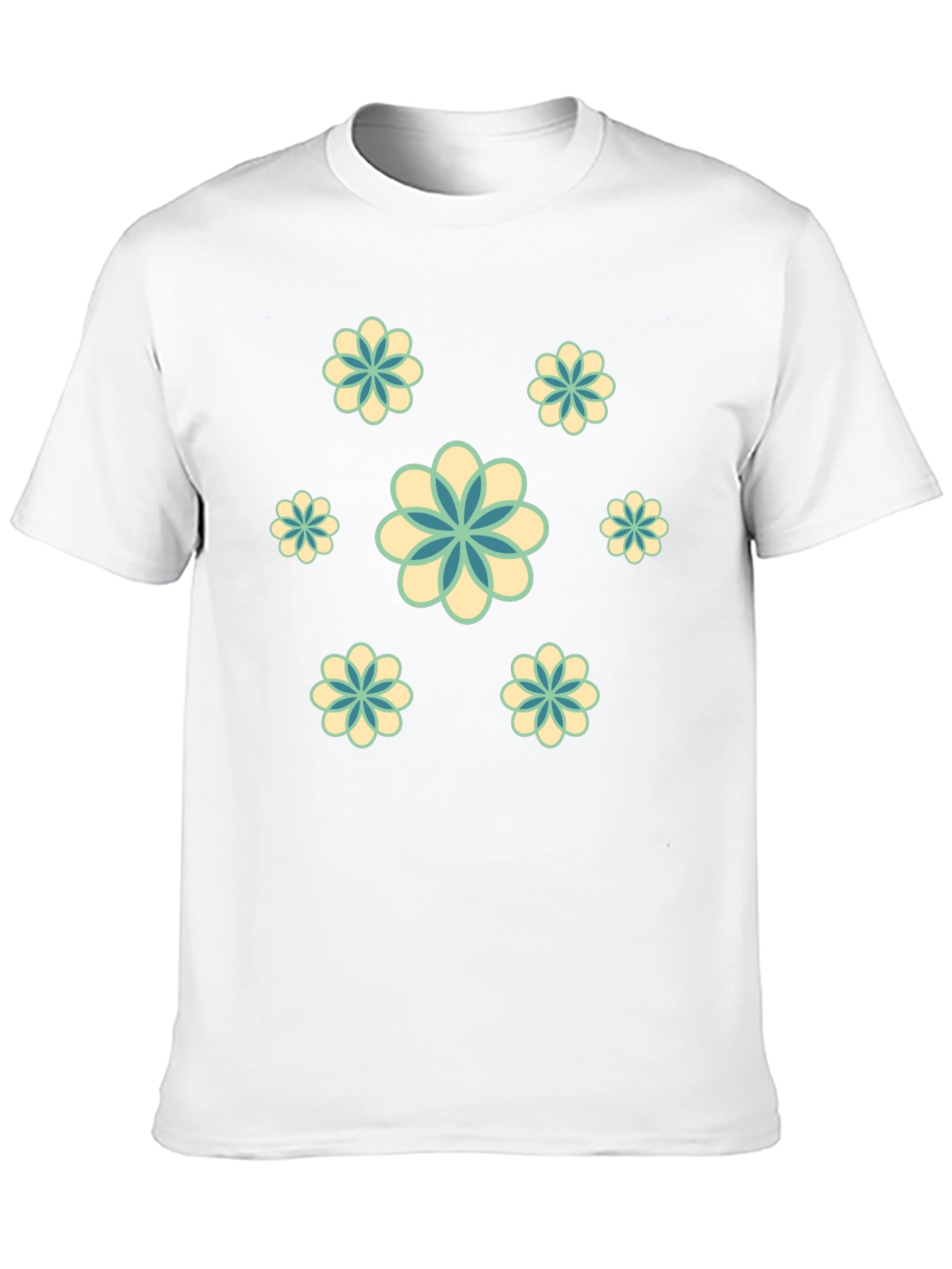 Retro Floral Print Black T-Shirt