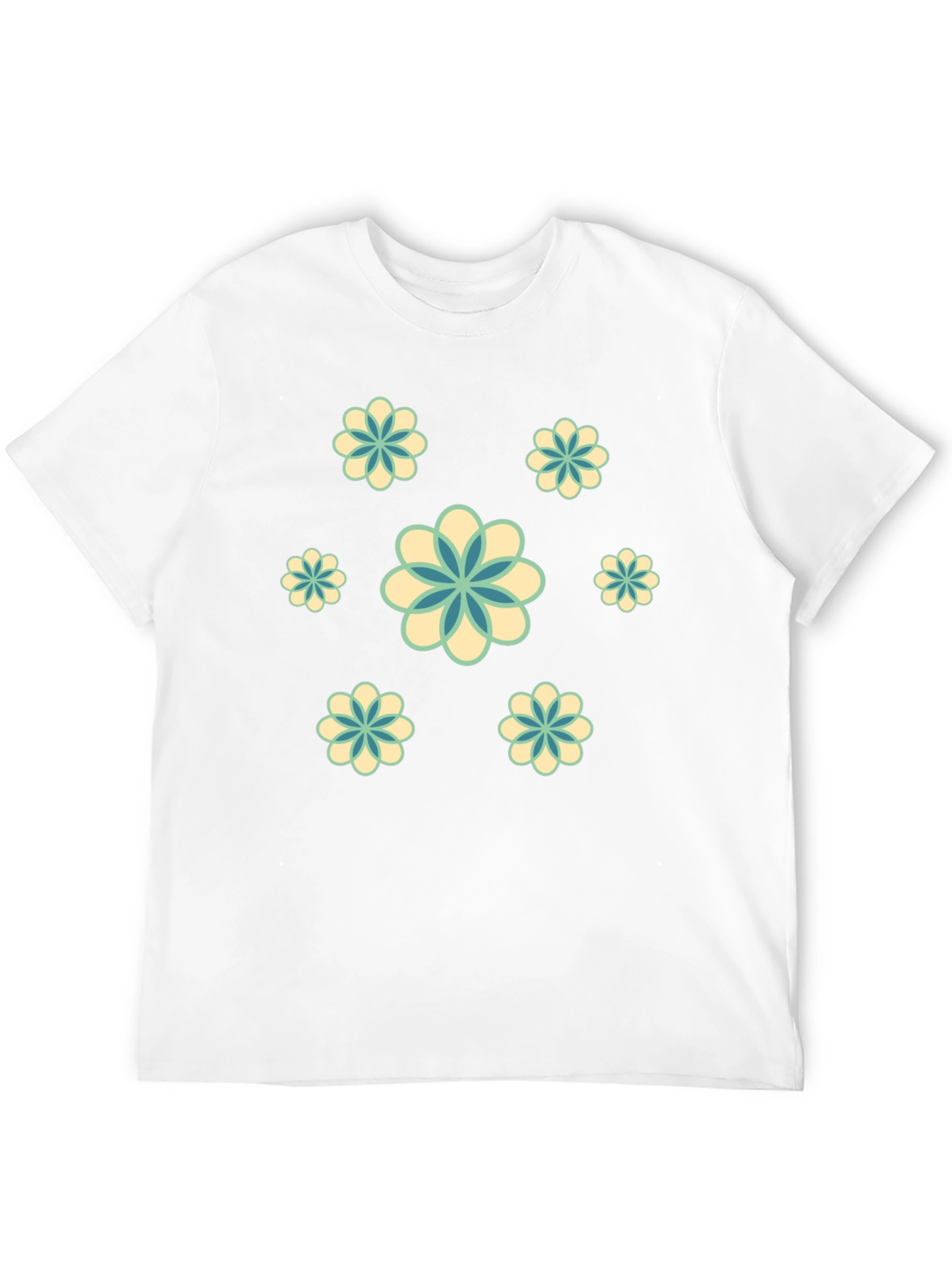 Retro Floral Print Black T-Shirt