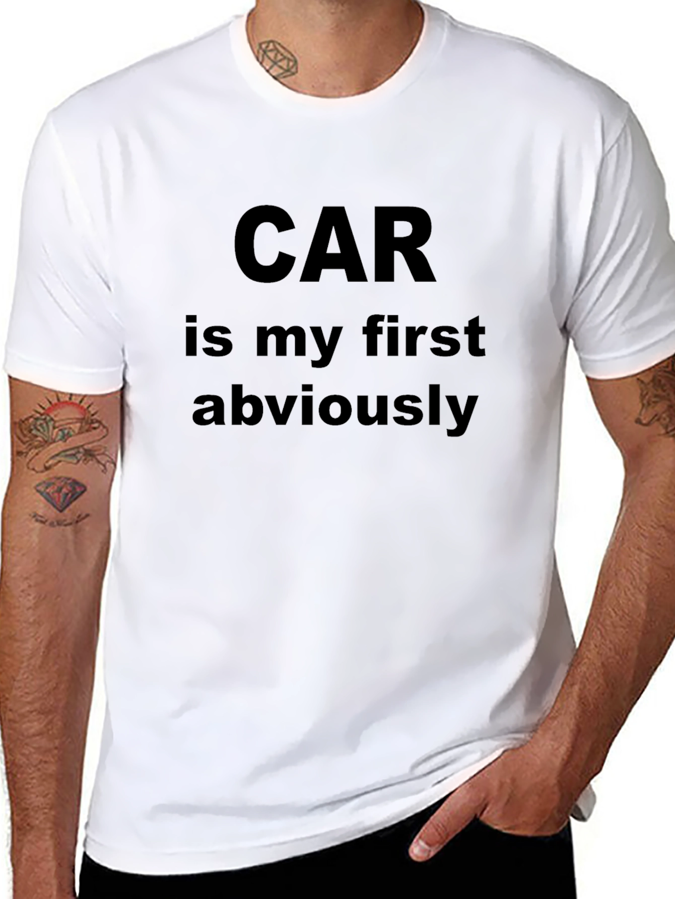 Car Is My First Obviously Black T-Shirt