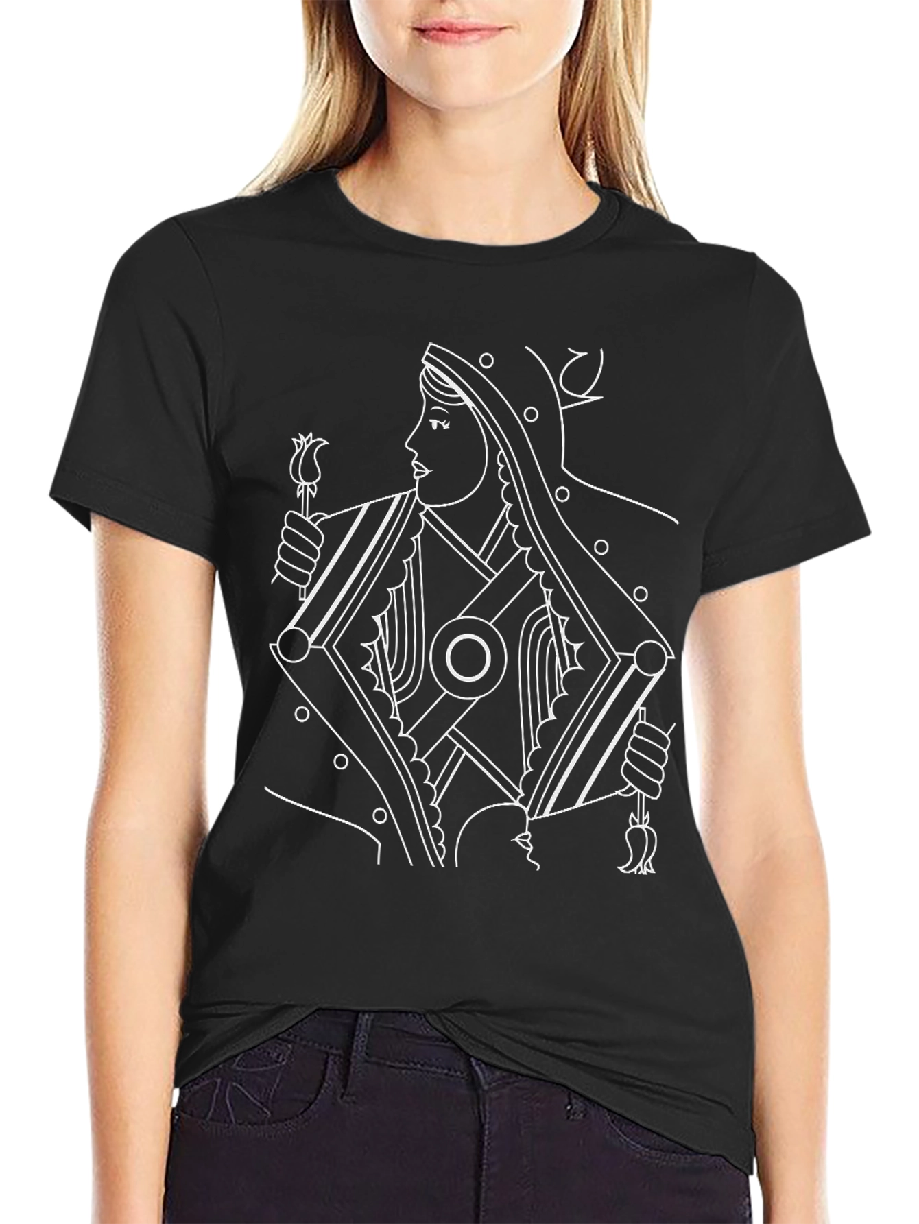 Queen of Diamonds Graphic Tee - Black Cotton
