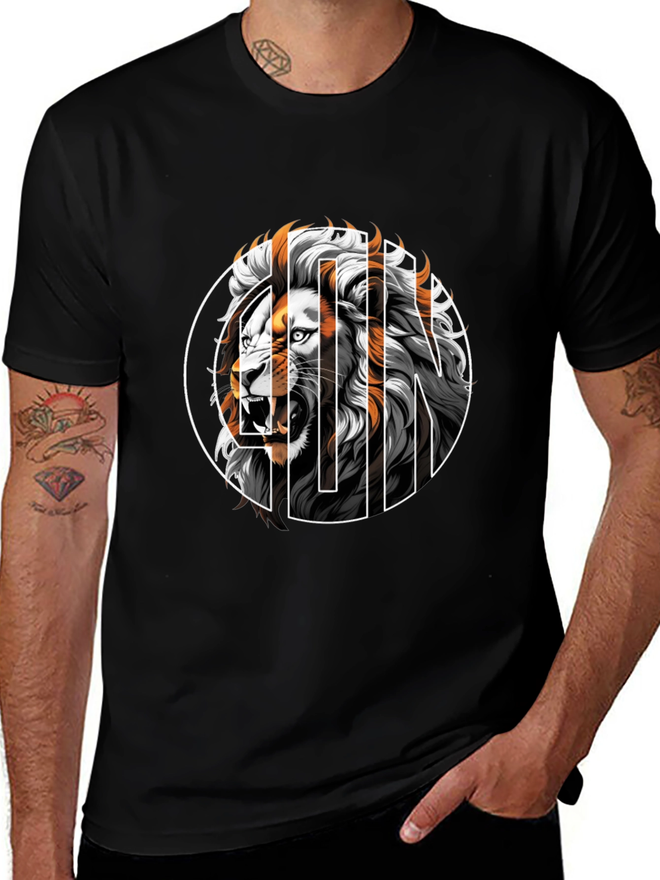 Lion Graphic Tee - Mens Black T-Shirt