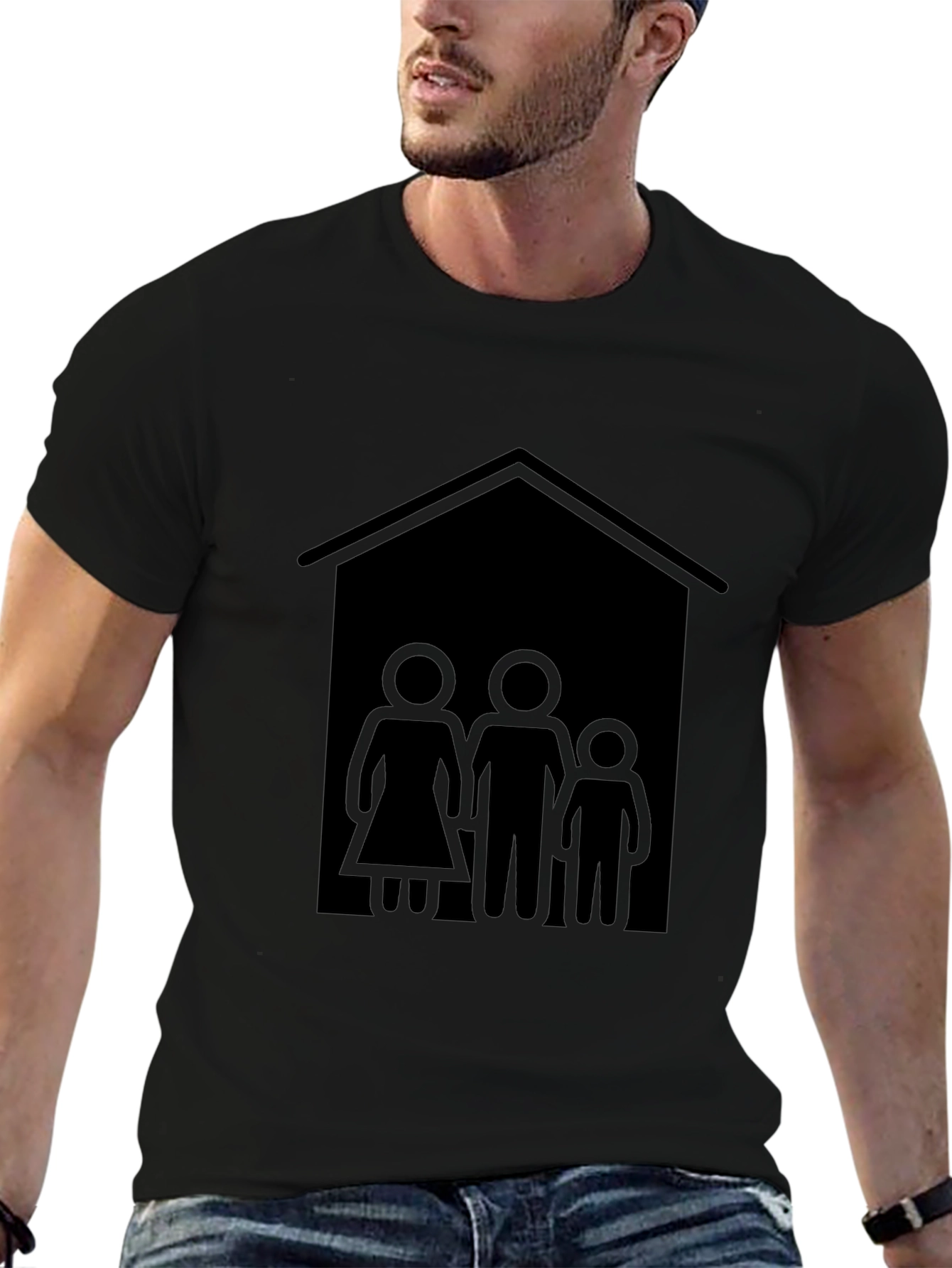 Family House Graphic Tee - Black