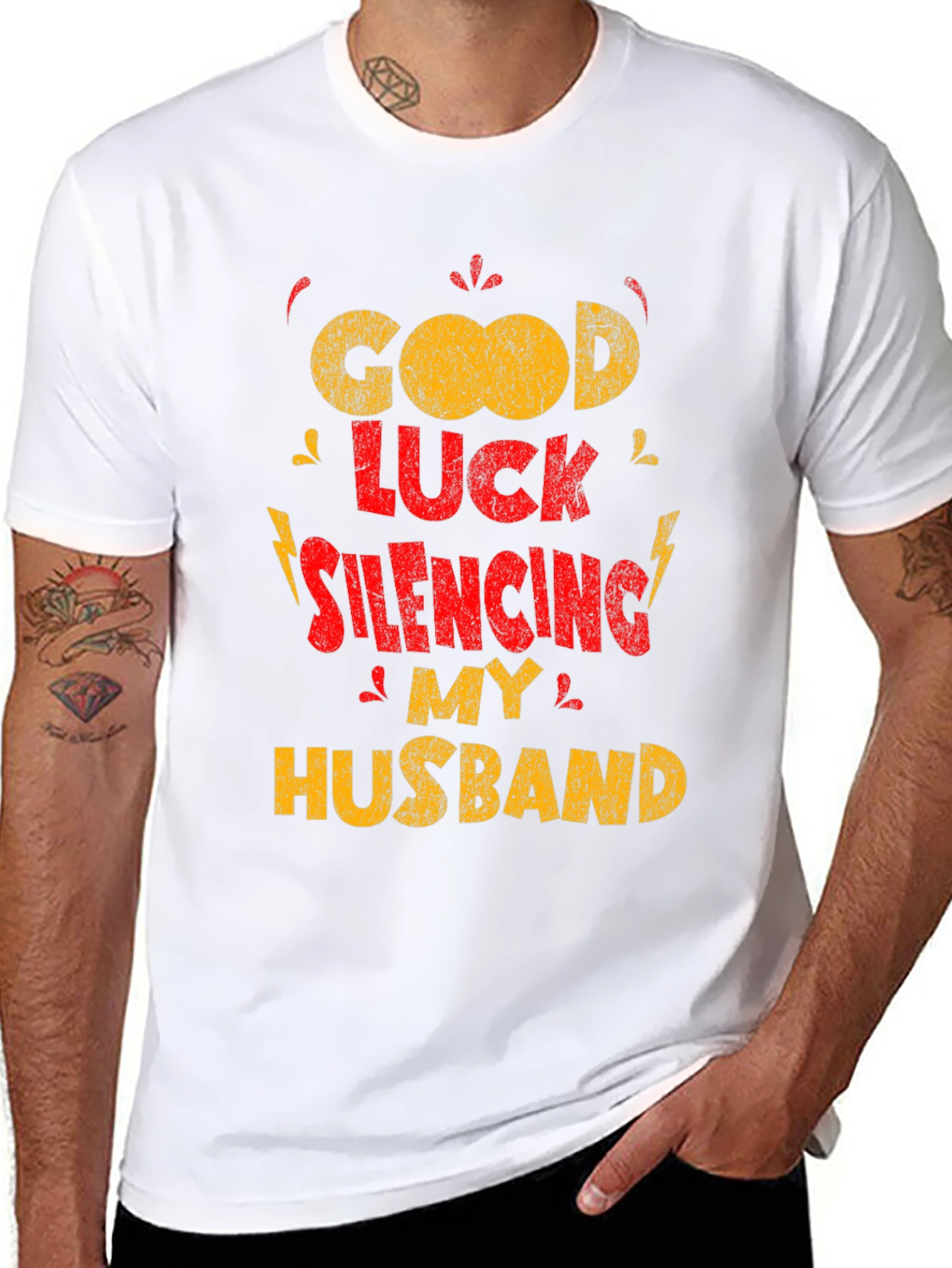 Funny Wife T-Shirt - Good Luck Silencing My Husband