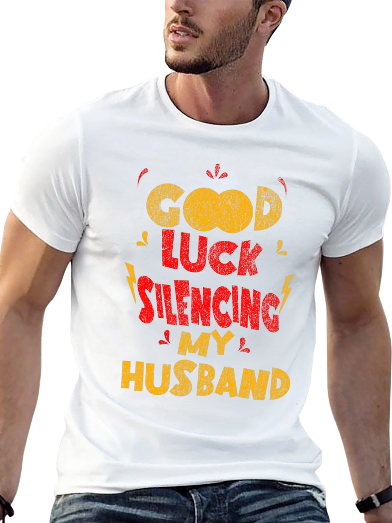 Funny Wife T-Shirt - Good Luck Silencing My Husband