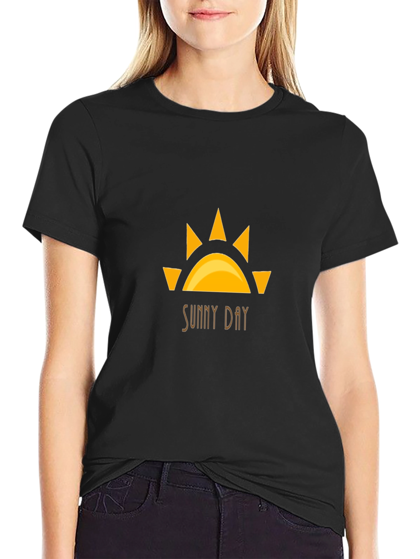 Sunny Day Graphic Tee - Black Cotton T-Shirt