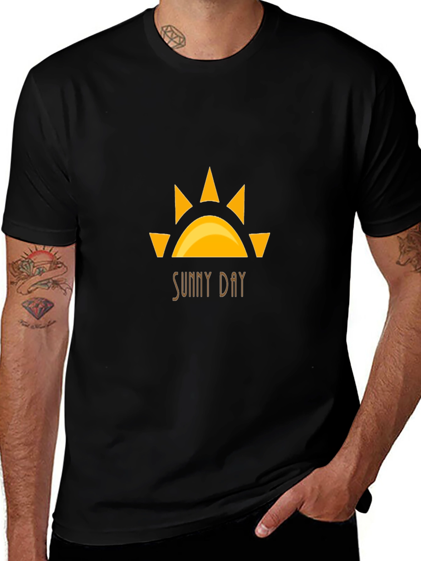 Sunny Day Graphic Tee - Black Cotton T-Shirt