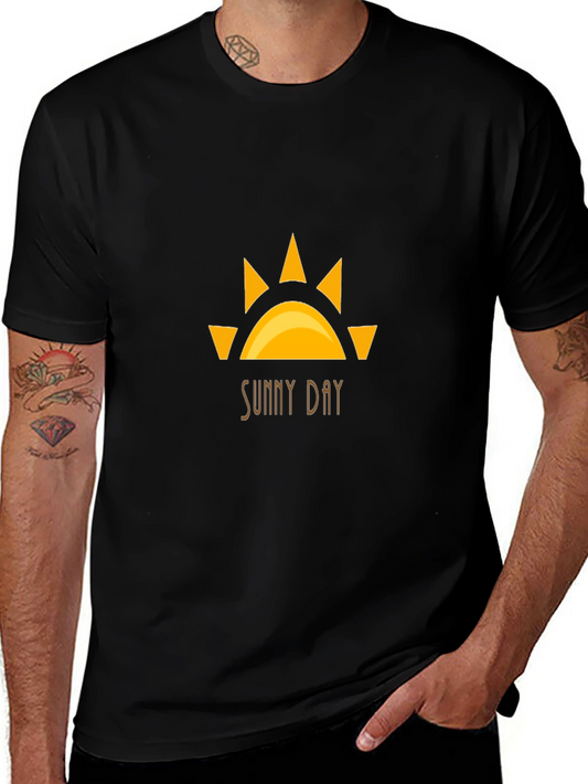 Sunny Day Graphic Tee - Black Cotton T-Shirt