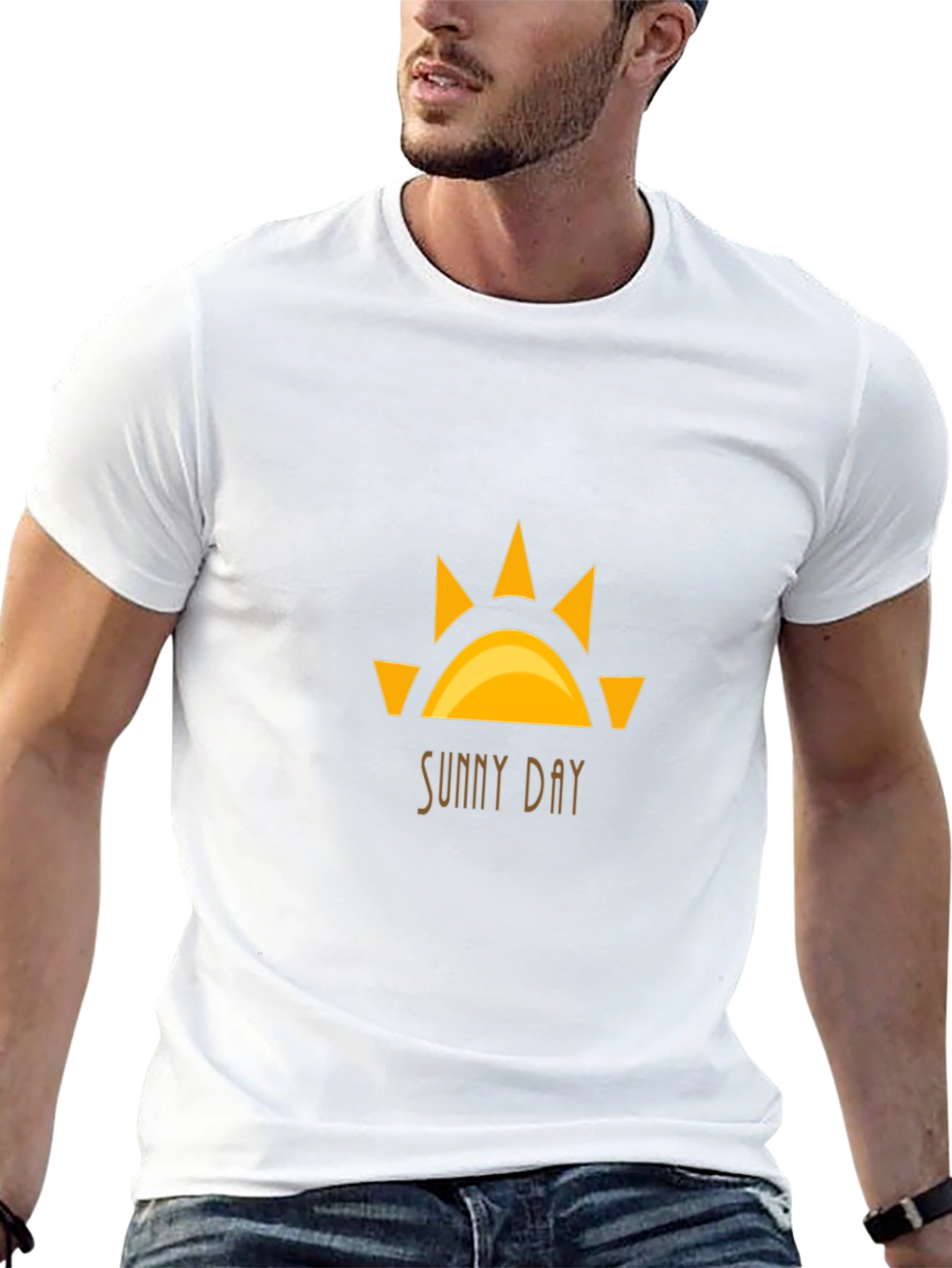 Sunny Day Graphic Tee - Black Cotton T-Shirt