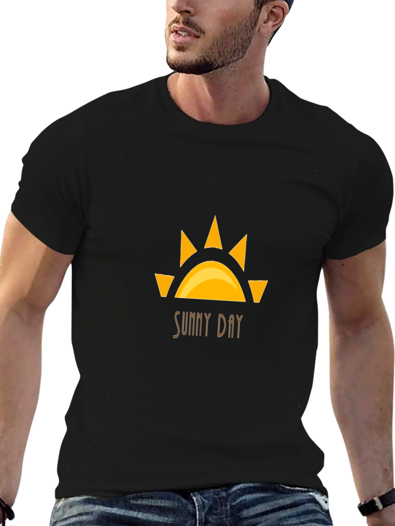Sunny Day Graphic Tee - Black Cotton T-Shirt
