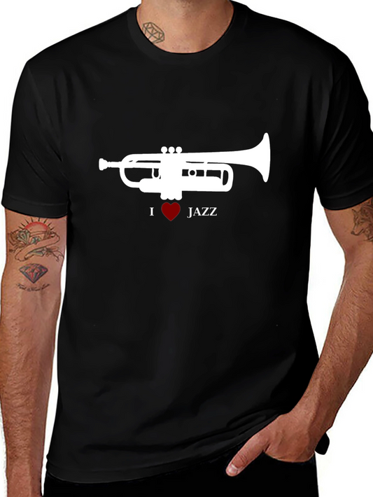 I Heart Jazz Trumpet Black T-Shirt