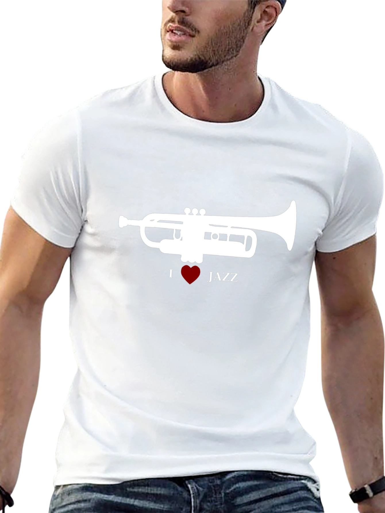I Heart Jazz Trumpet Black T-Shirt