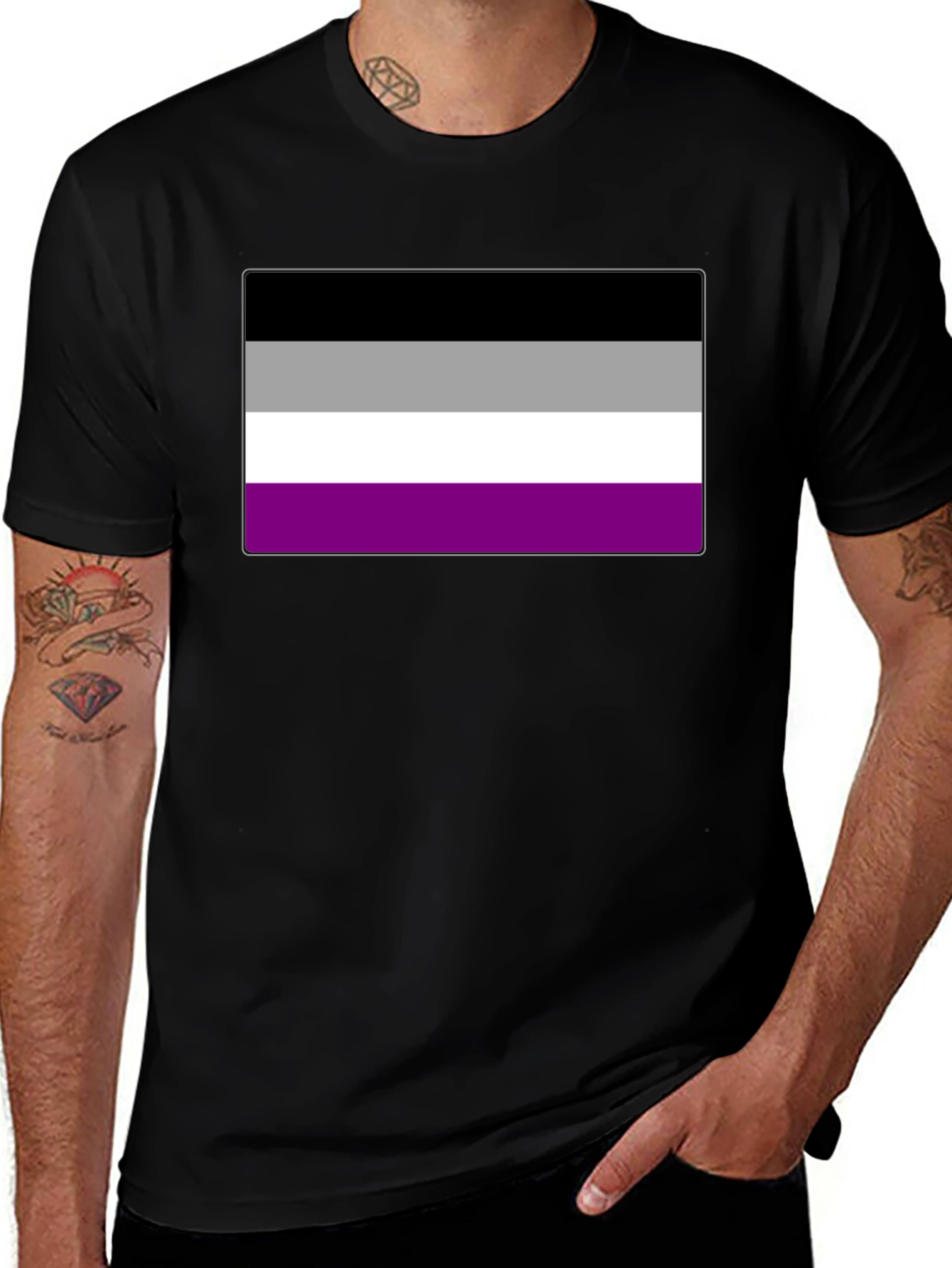 Asexual Pride Flag Graphic Tee - Black