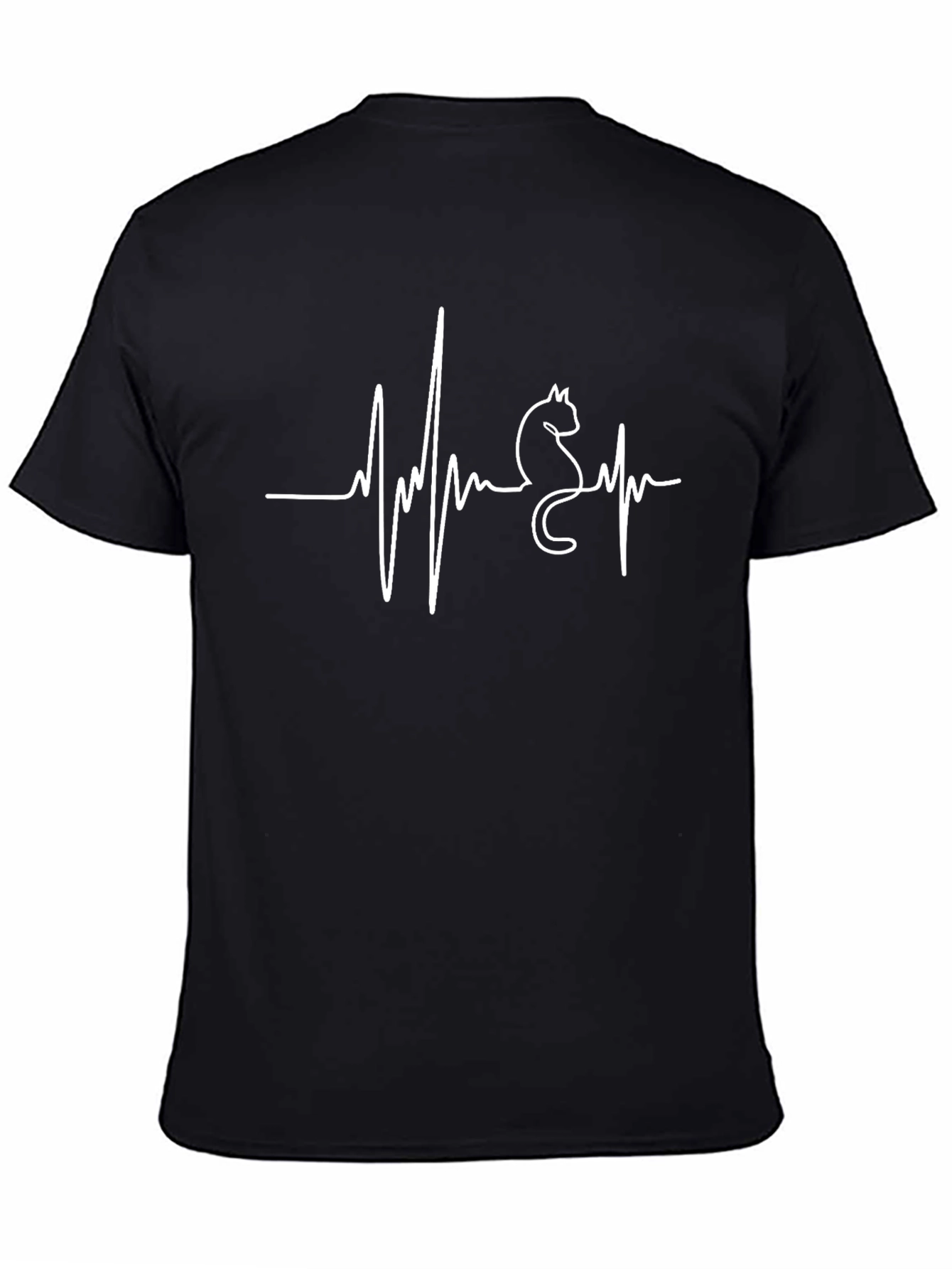Cat Heartbeat T-Shirt - Black Graphic Tee