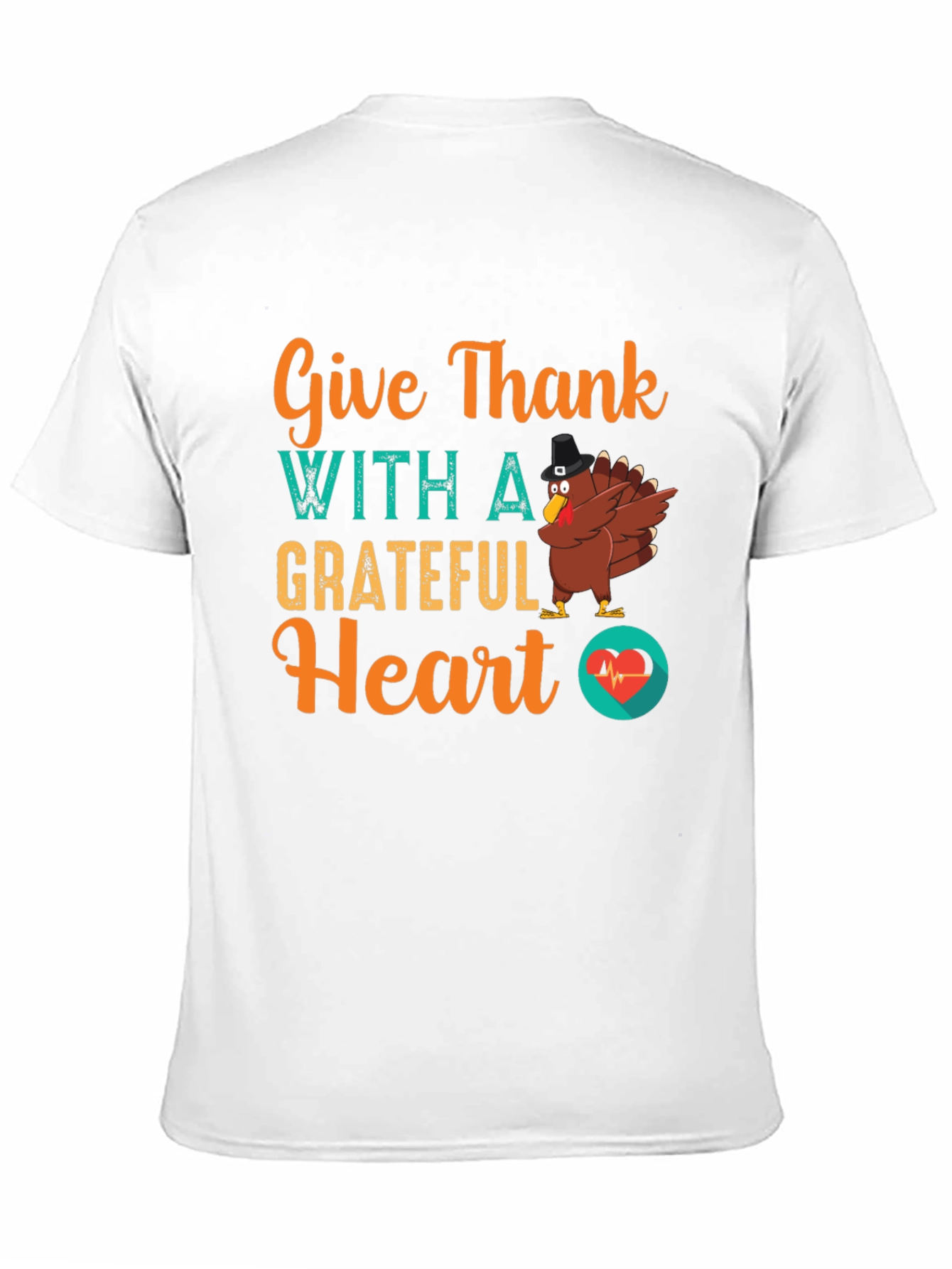Give Thanks Grateful Heart Turkey Graphic Tee