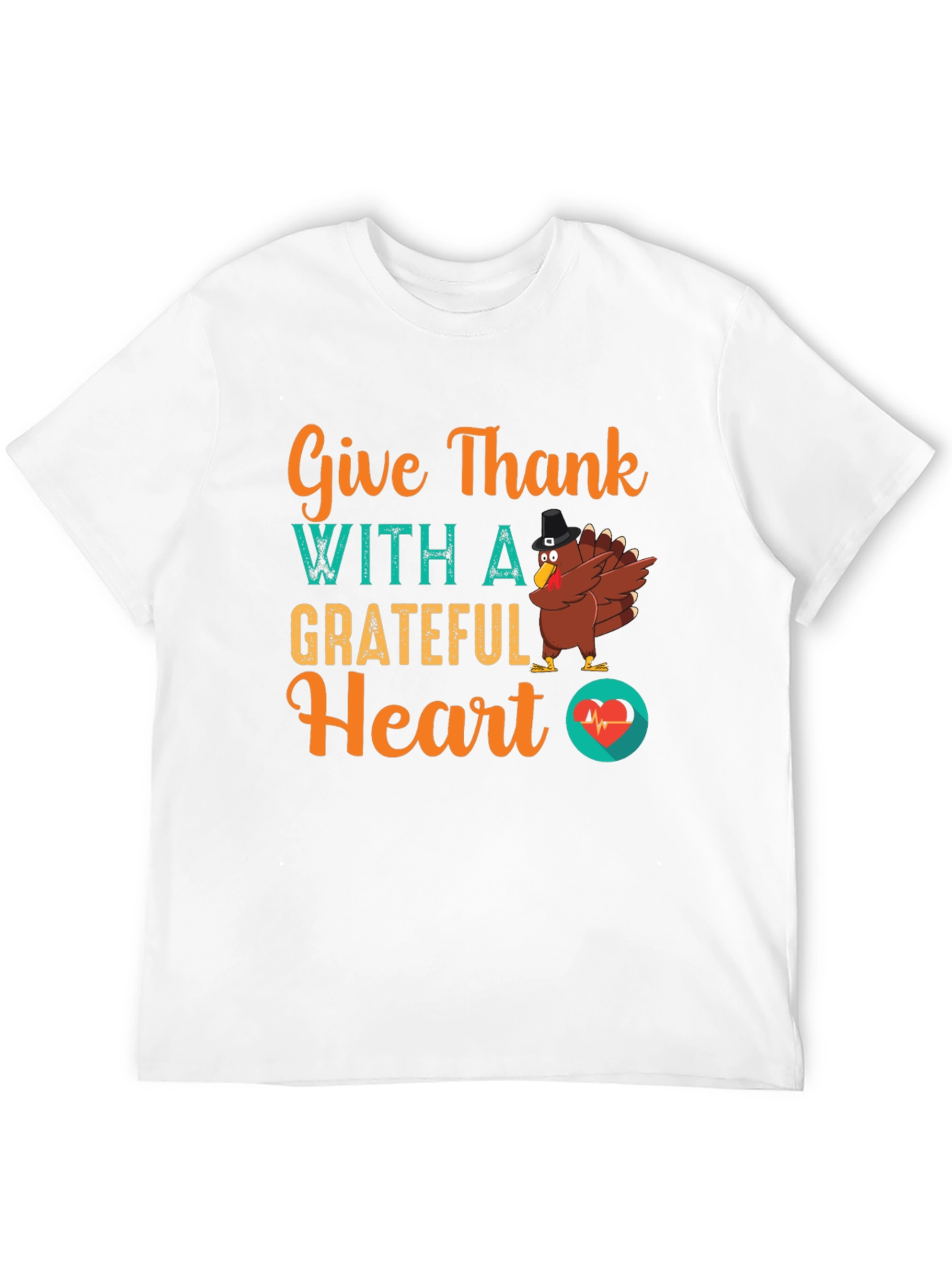 Give Thanks Grateful Heart Turkey Graphic Tee