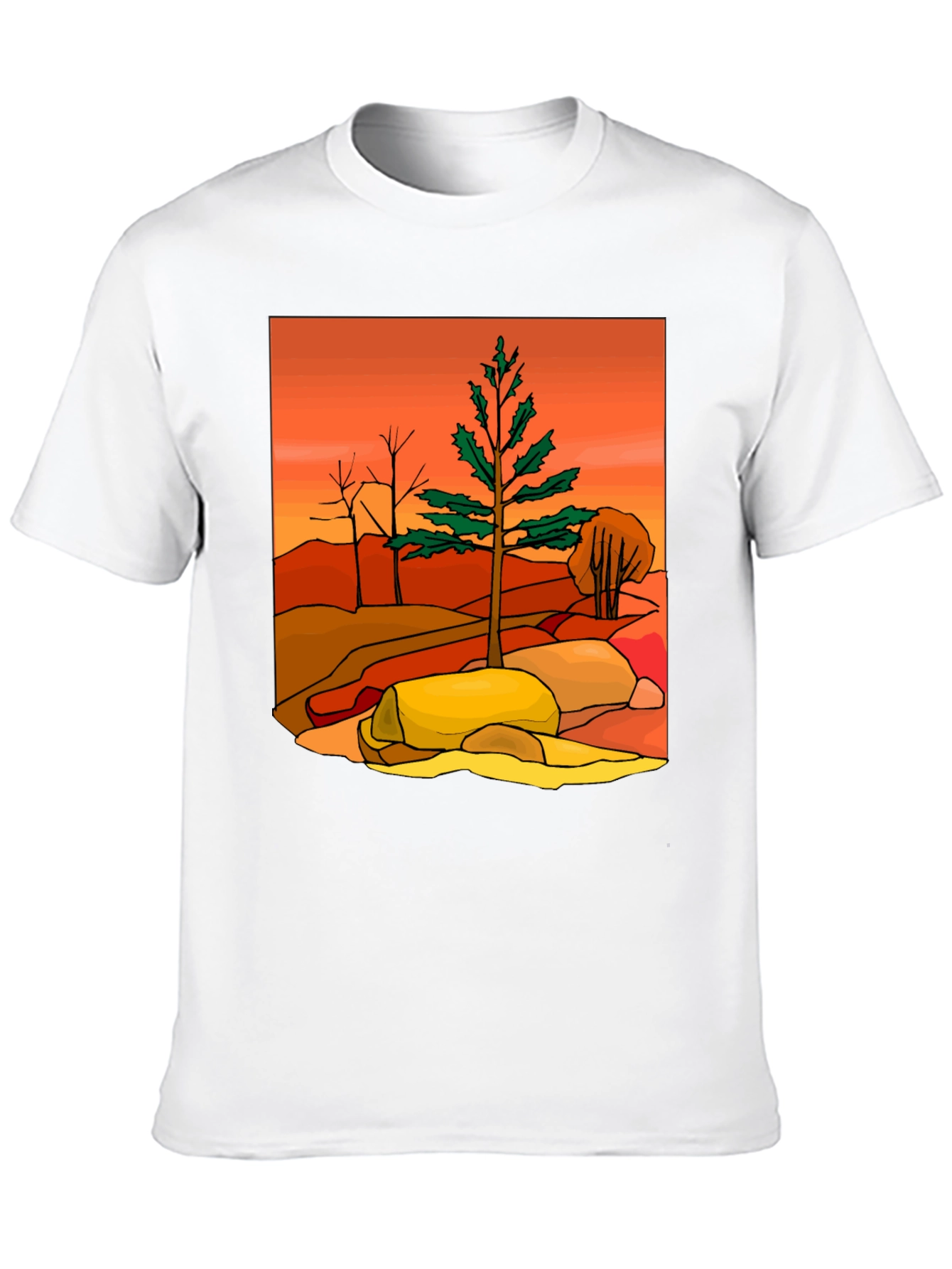 Nature Landscape Graphic Tee - Black