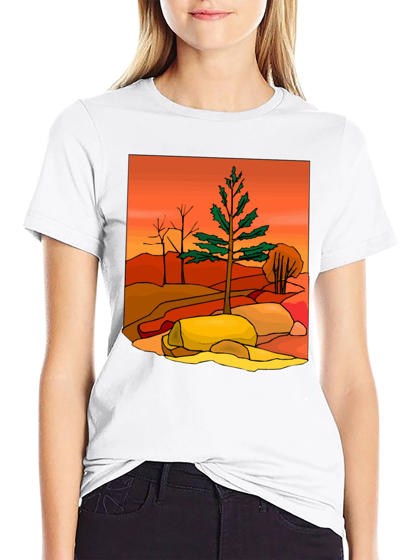 Nature Landscape Graphic Tee - Black