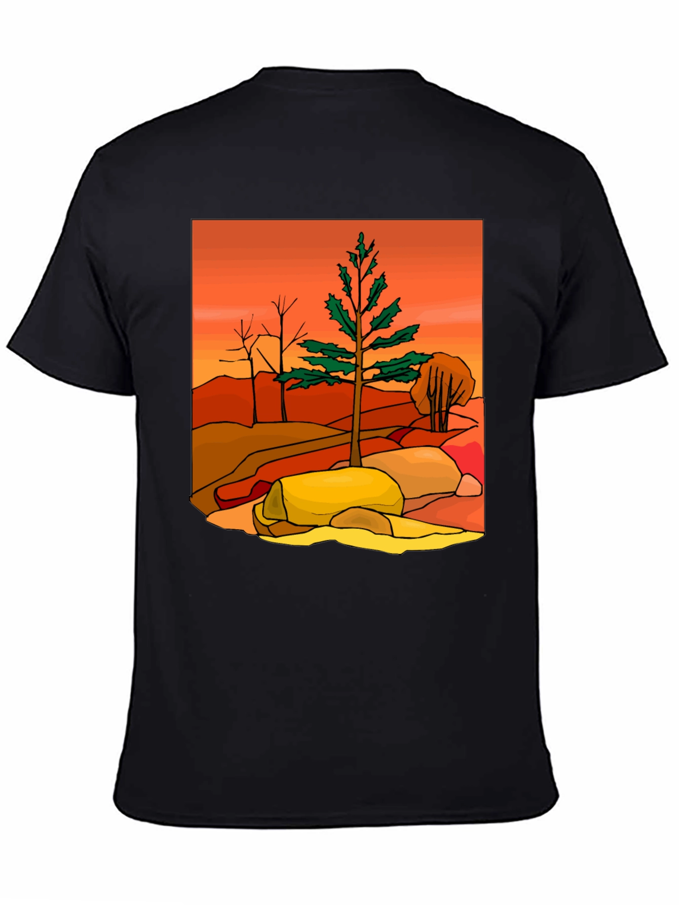 Nature Landscape Graphic Tee - Black