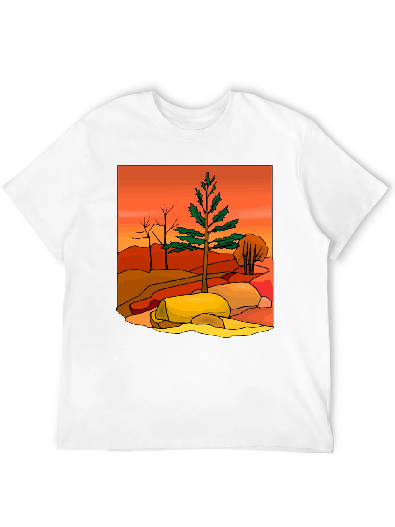 Nature Landscape Graphic Tee - Black