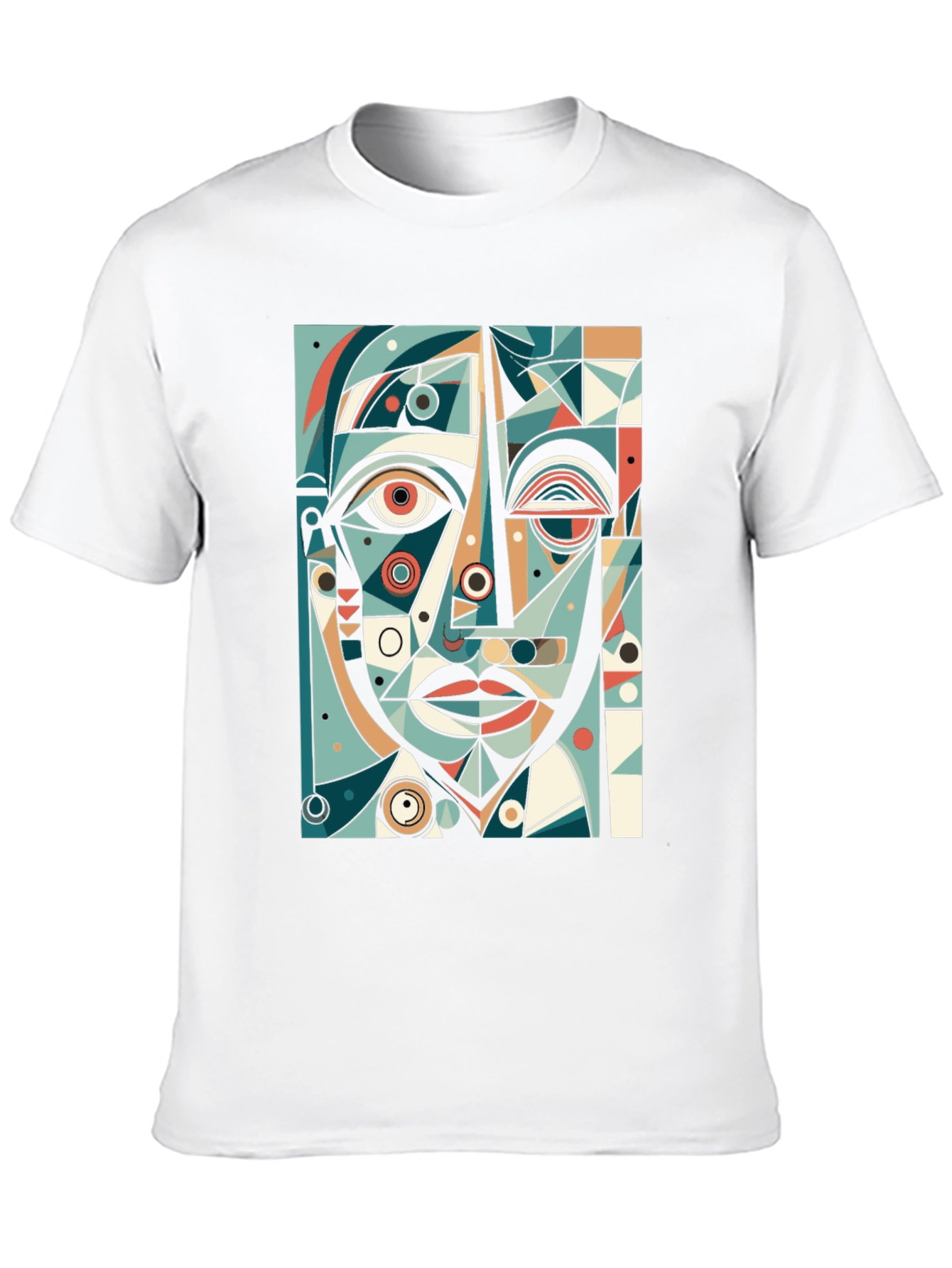 Abstract Geometric Face Graphic Tee - Black