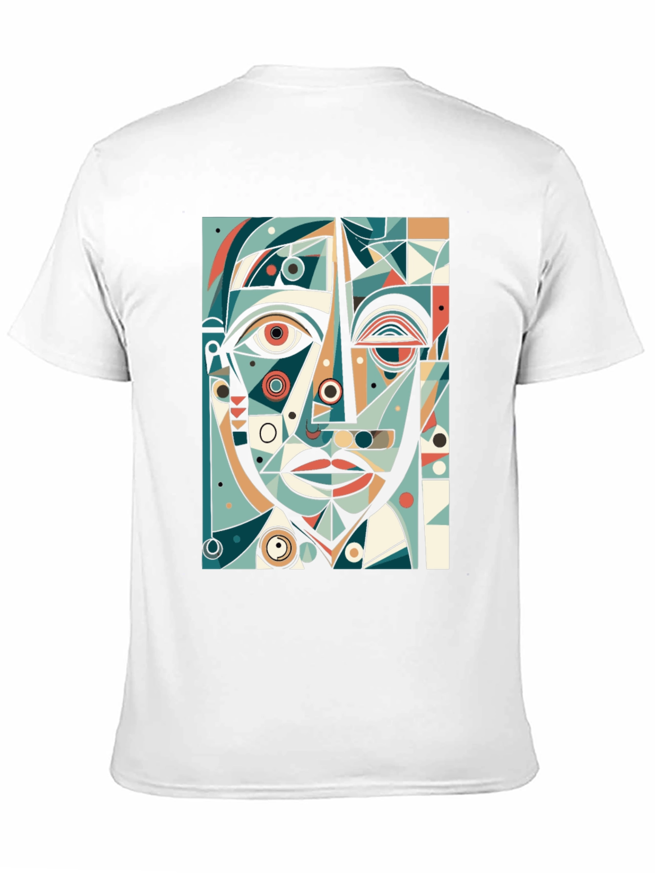Abstract Geometric Face Graphic Tee - Black