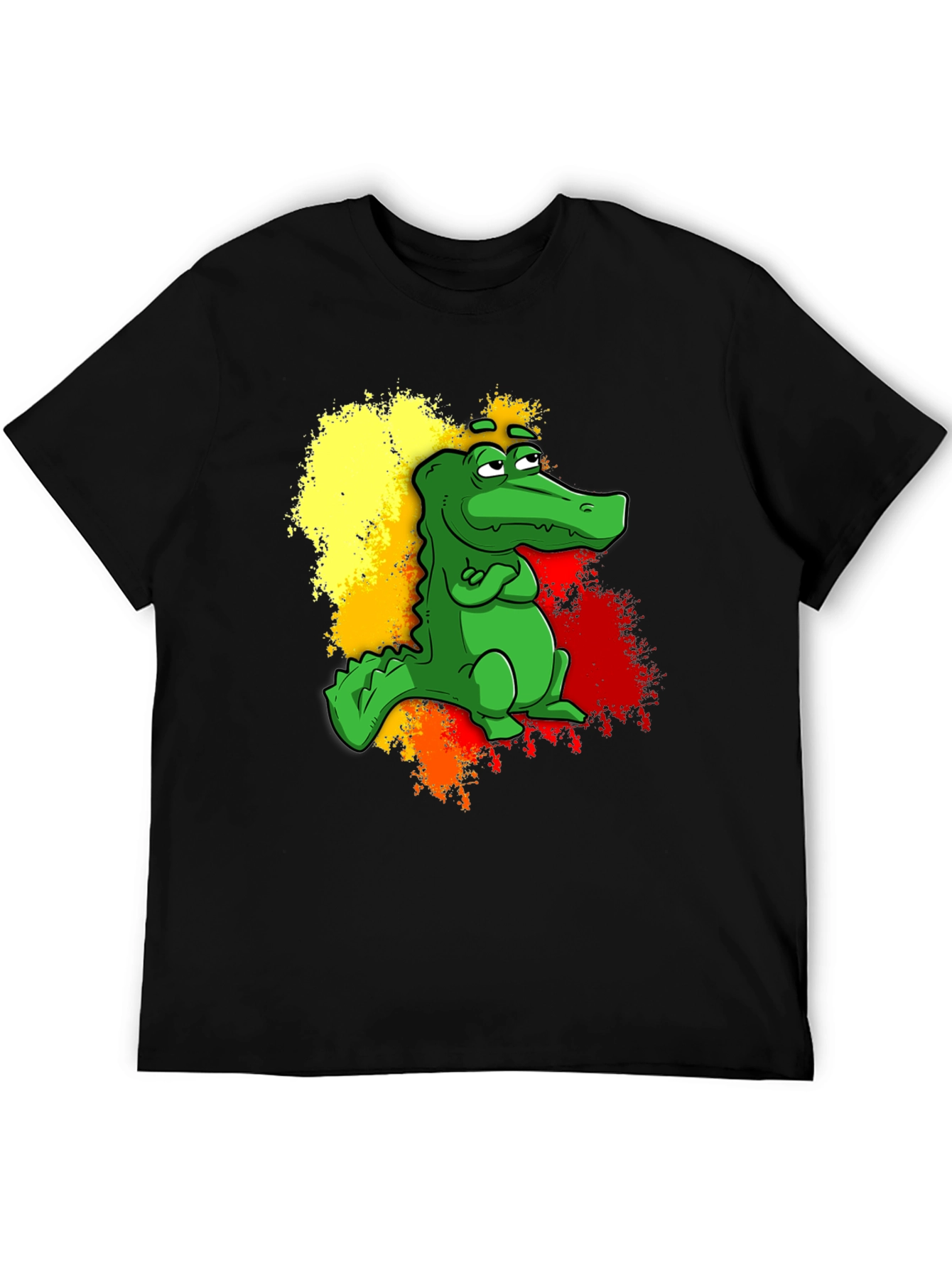 Cartoon Alligator Graphic Tee - Mens Black T-Shirt