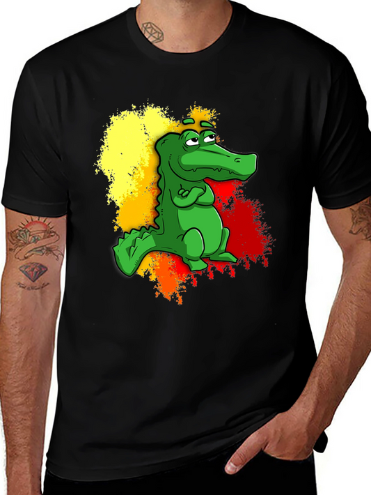 Cartoon Alligator Graphic Tee - Mens Black T-Shirt