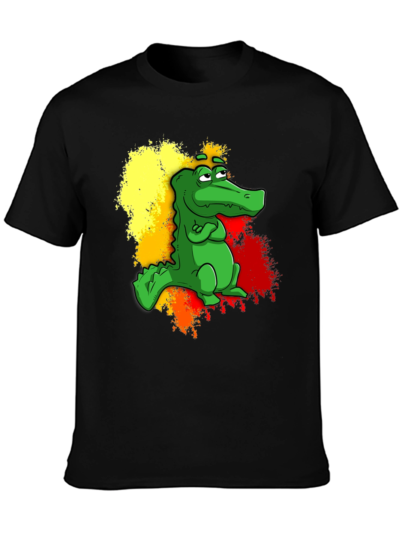Cartoon Alligator Graphic Tee - Mens Black T-Shirt