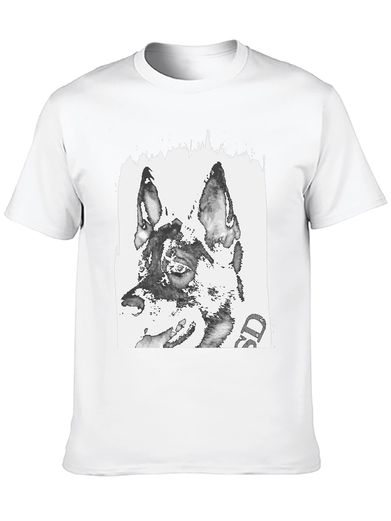 German Shepherd Print Black T-Shirt