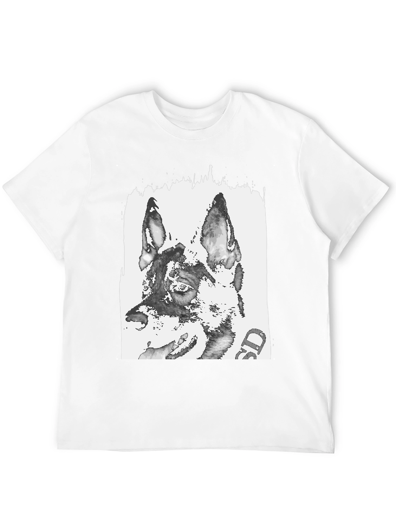 German Shepherd Print Black T-Shirt