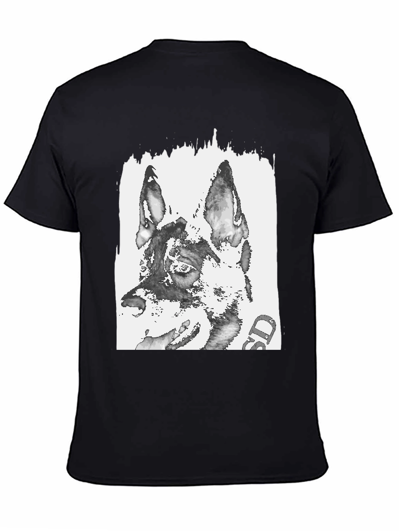 German Shepherd Print Black T-Shirt