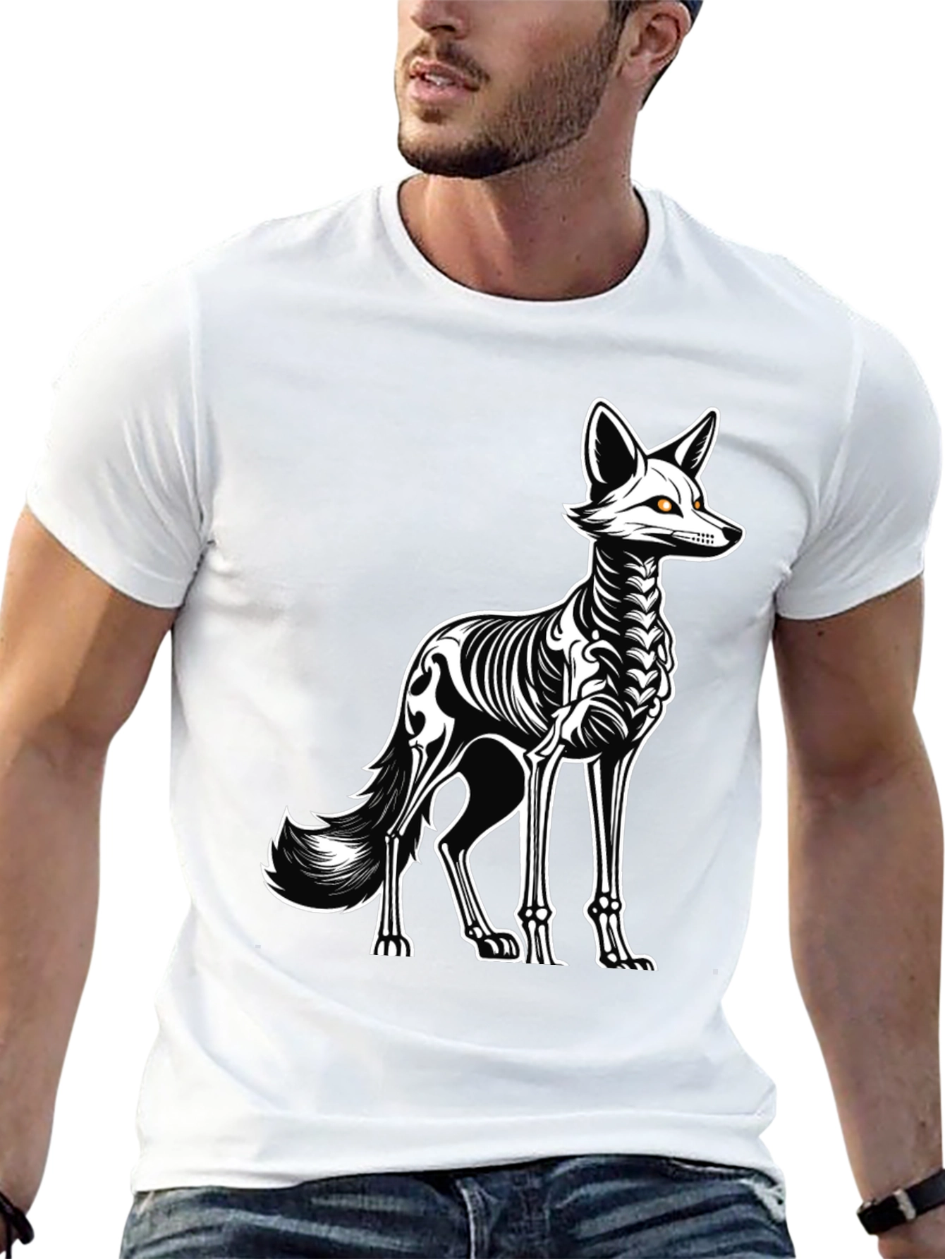 Skeleton Fox Graphic Tee - Halloween Ready!